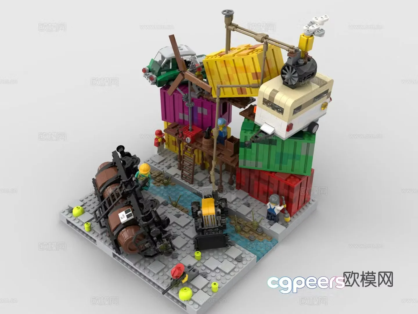 Lego LEGO toys building blocks used car yard scene scrapyard scrapyard 3d model