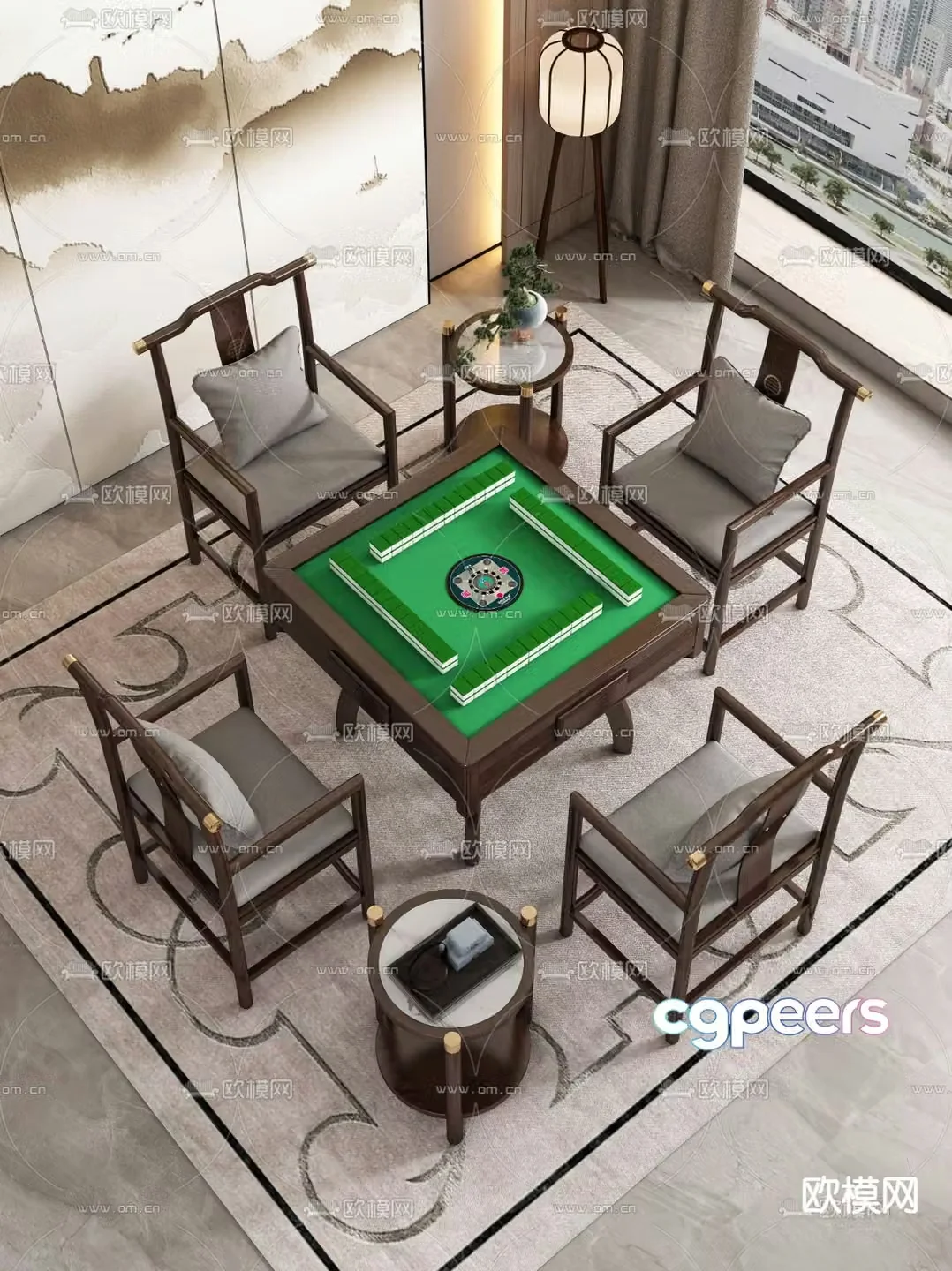 New Chinese style mahjong table 3d model