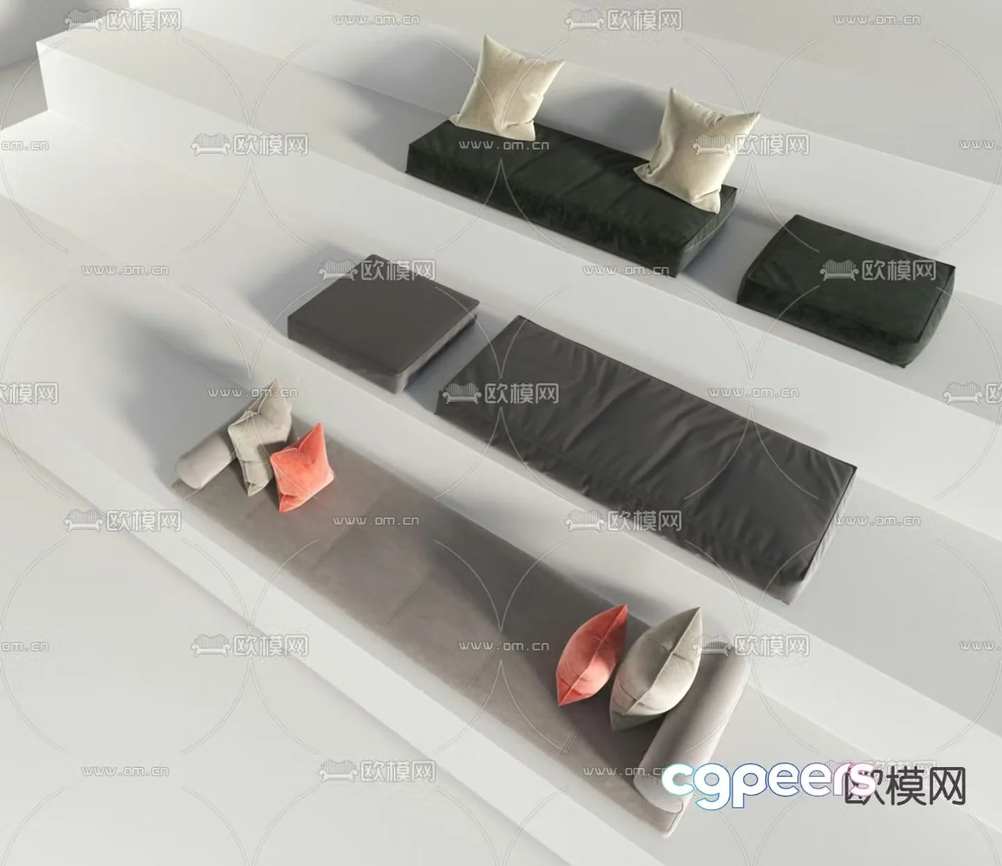 Cushion bay window cushion 3d model