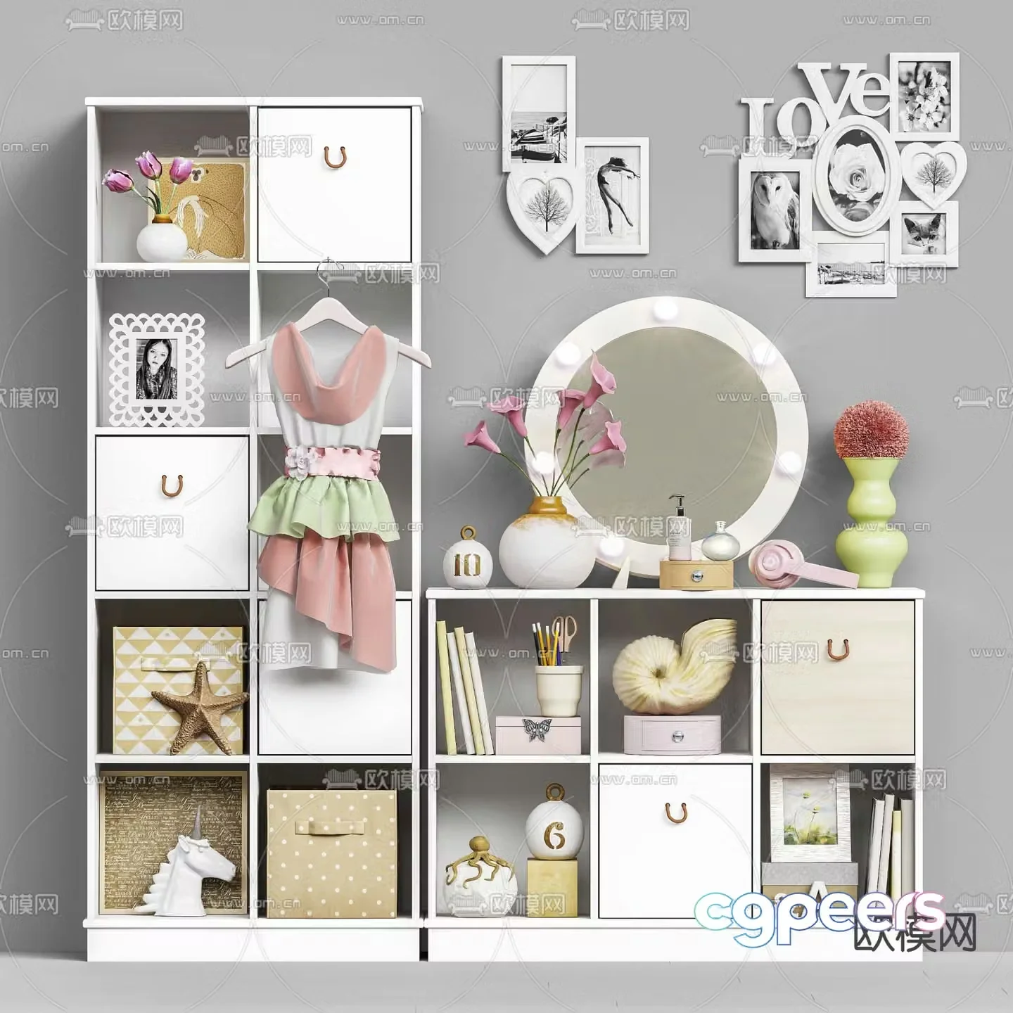 Modern children’s decorative cabinet storage 3d model