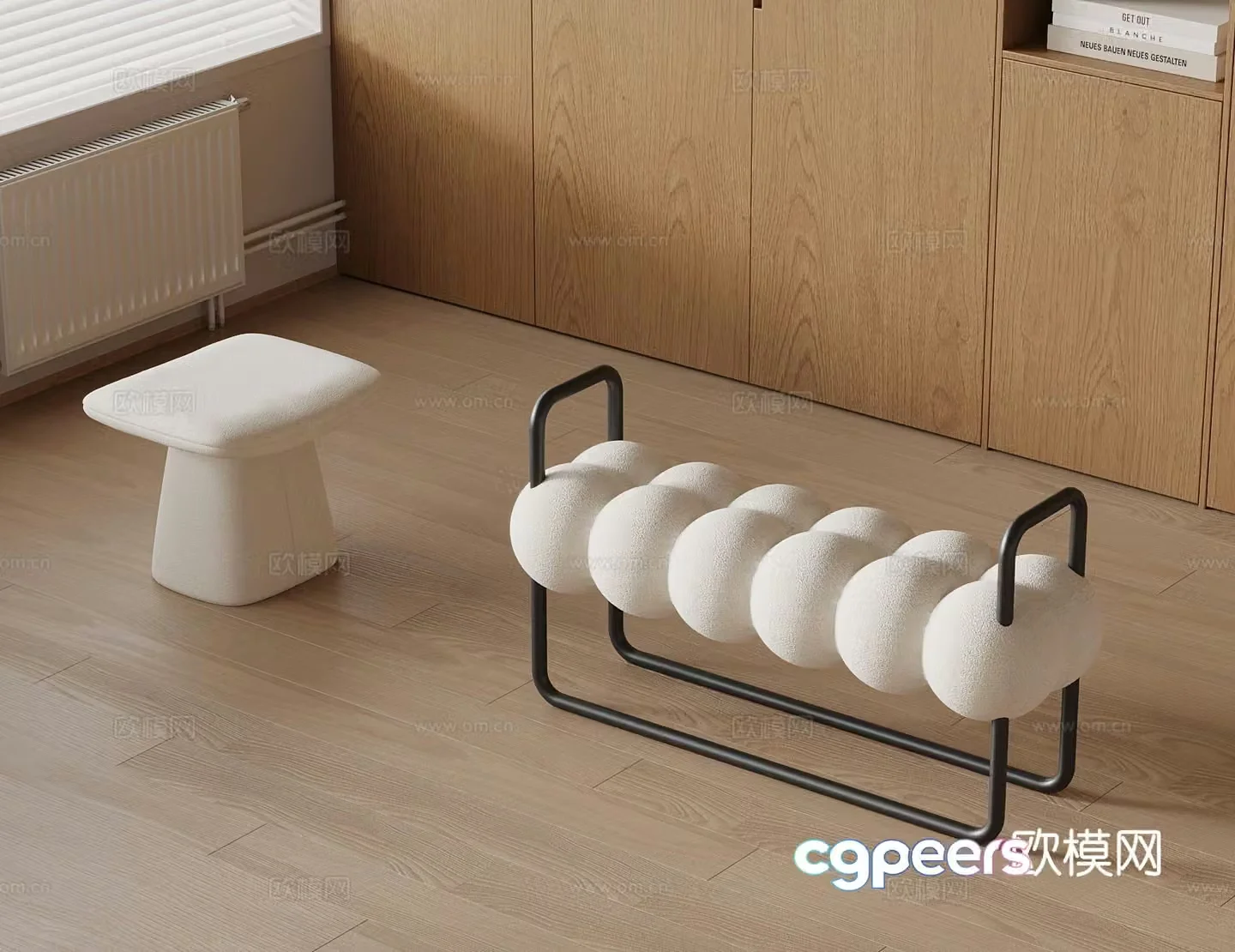 Modern stool shoe changing stool bed end stool 3d model