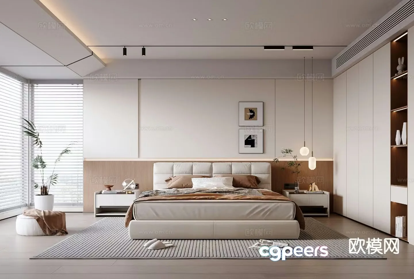 Modern minimalist bedroom master bedroom 3d model