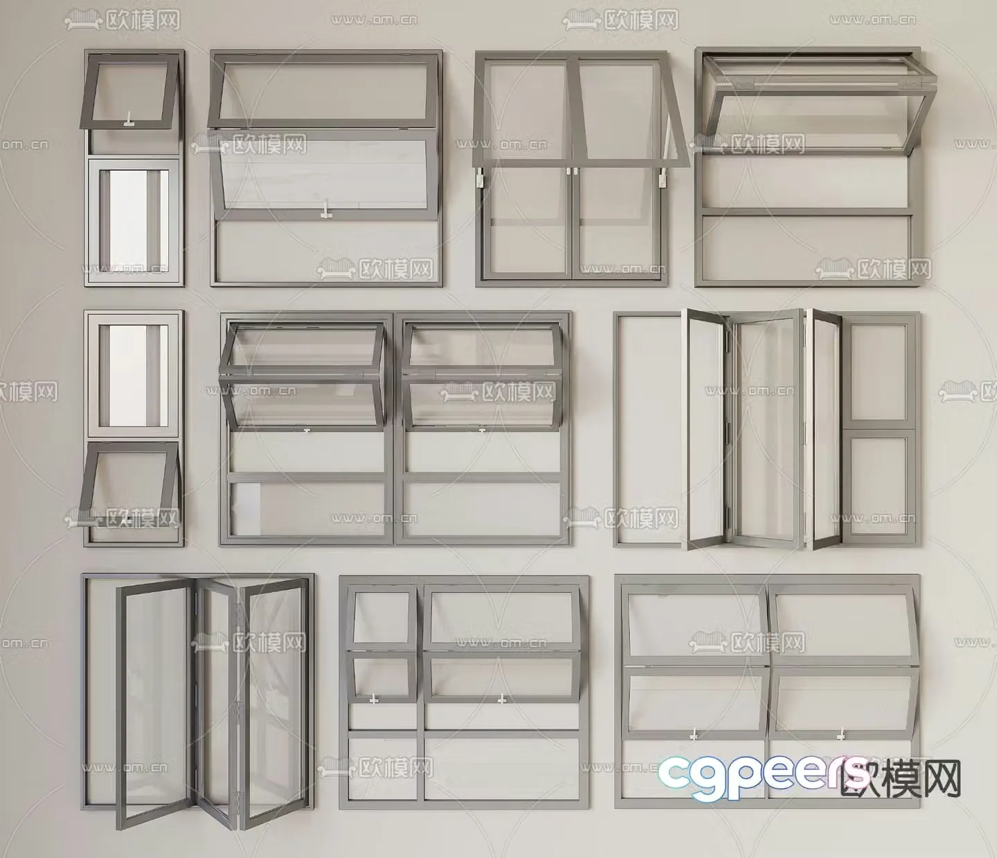 Modern folding window Glass window 3d model