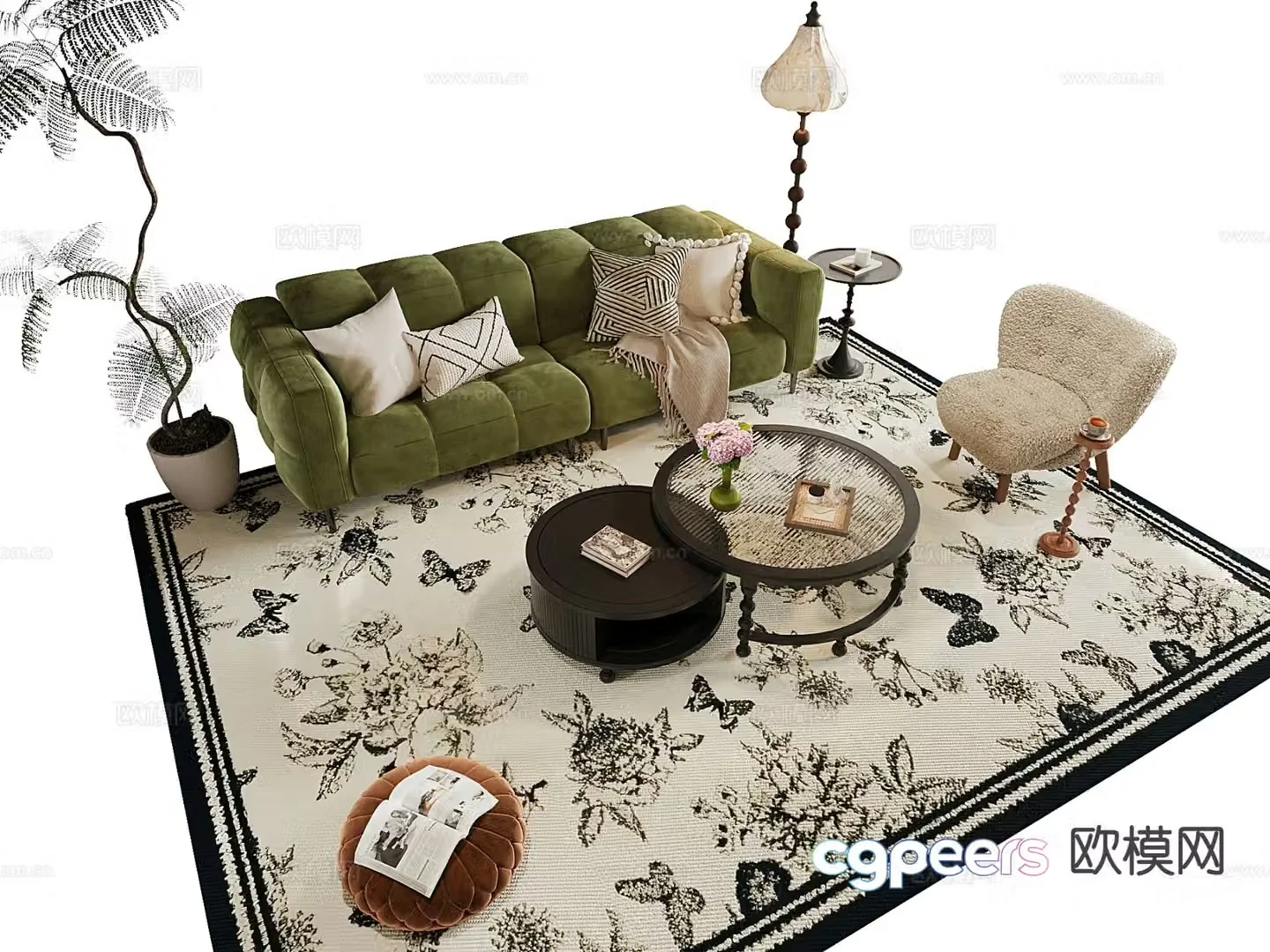 French sectional sofa 3d model