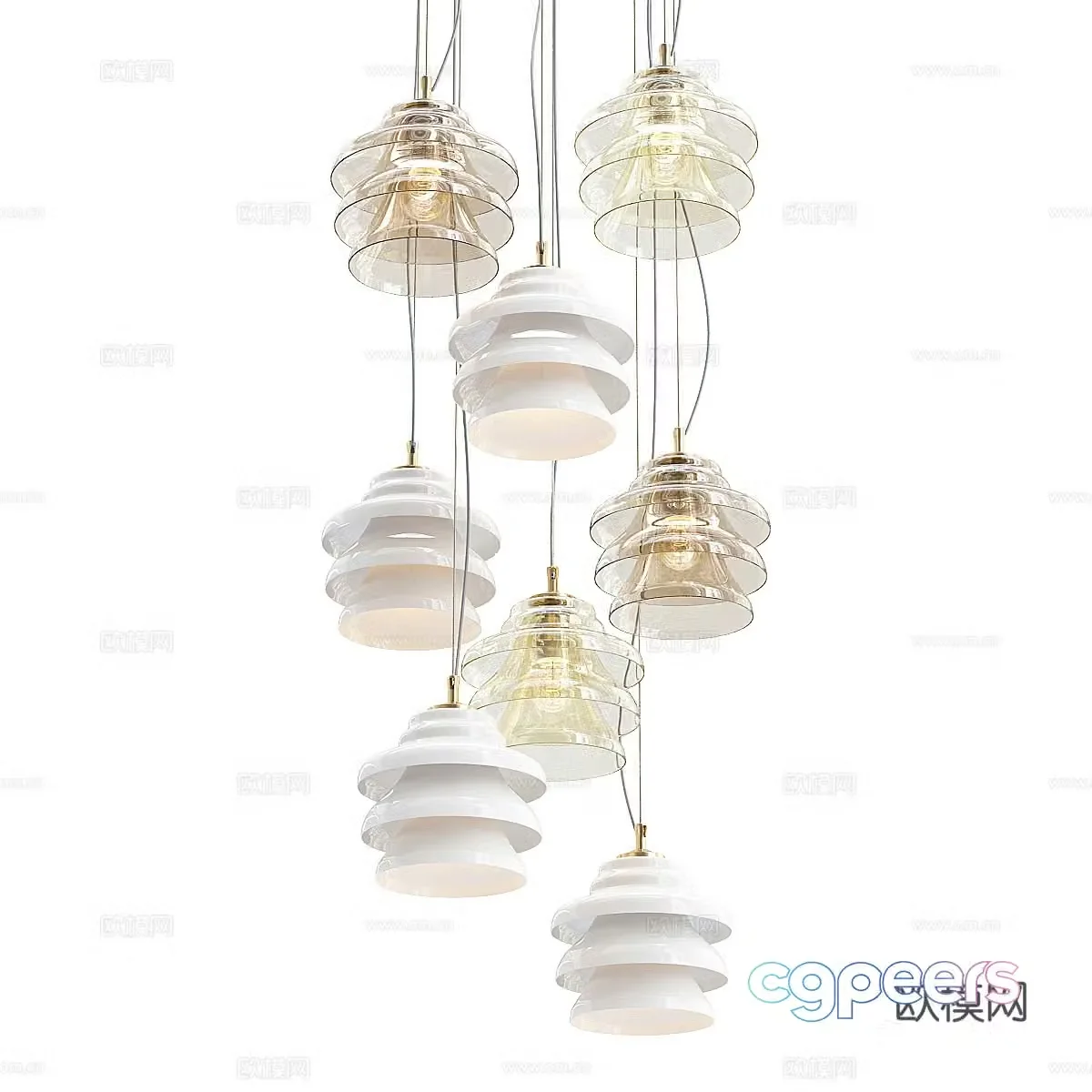 New Chinese style light luxury decorative chandelier 3D model