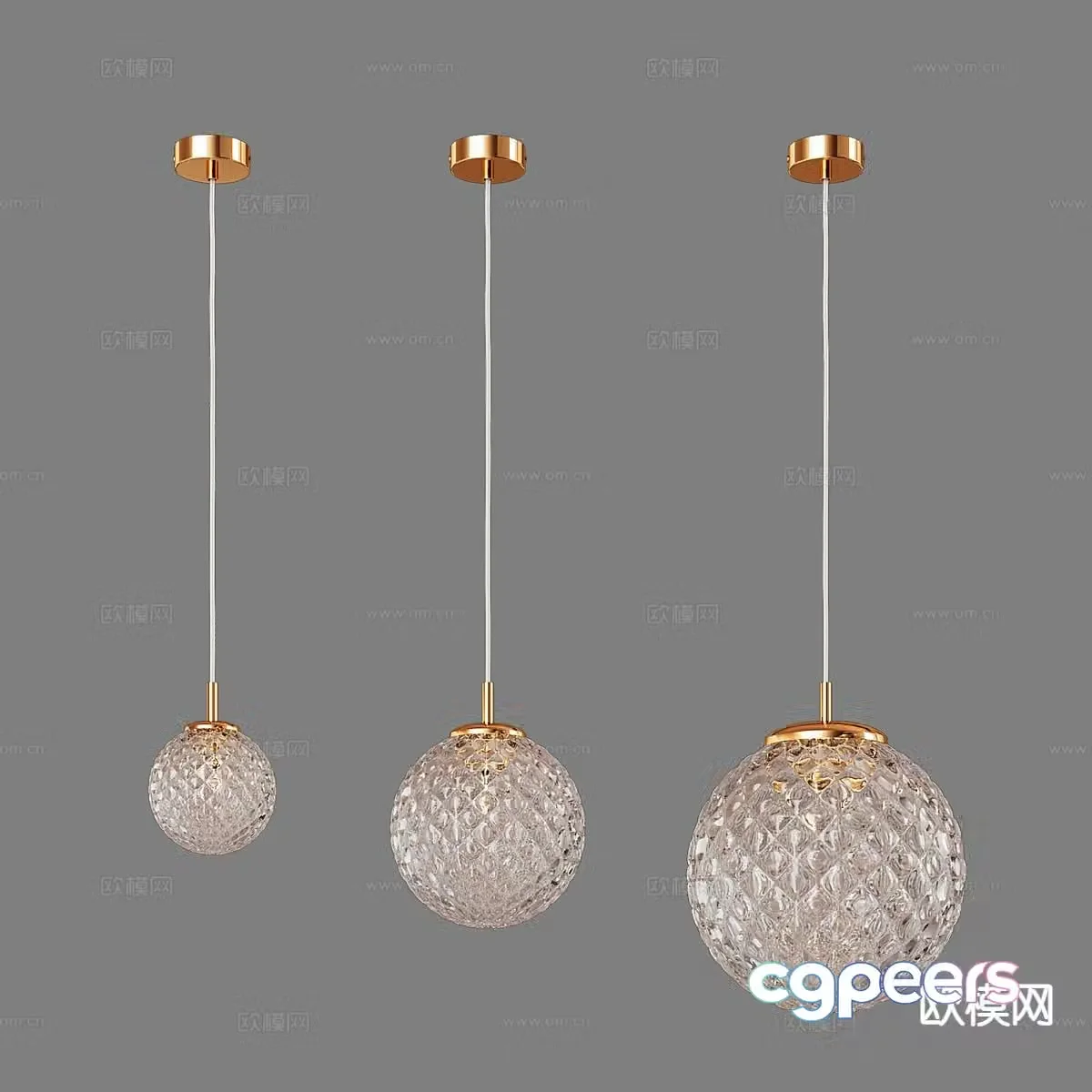 Modern glass sphere chandelier 3d model