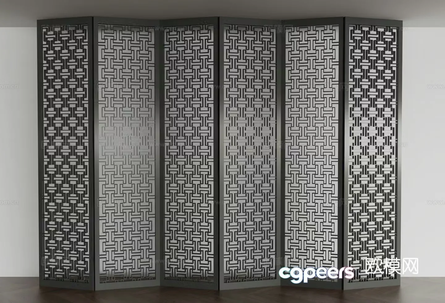 New Chinese-style screen partition 3D model