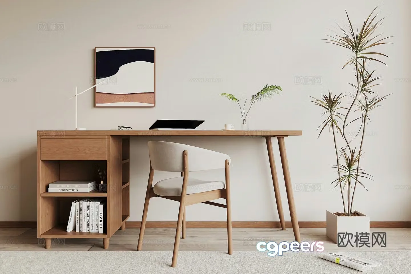 Modern desk and chair 3d model
