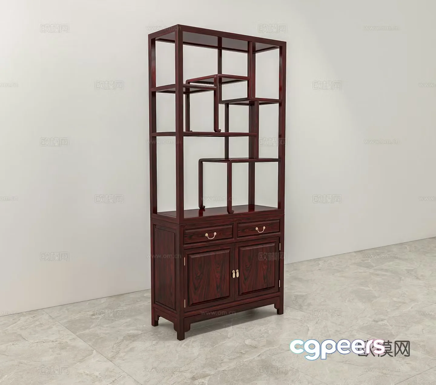 Chinese style boulevard solid wood mahogany 3D model