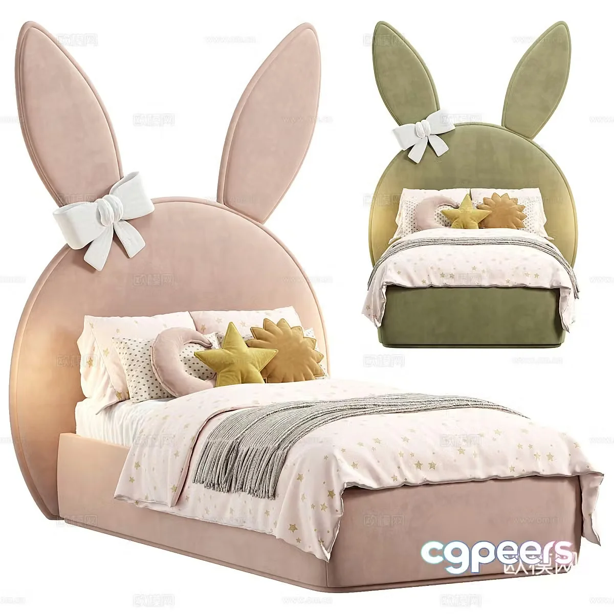 Modern Cream Style Children’s Bed 3D Model