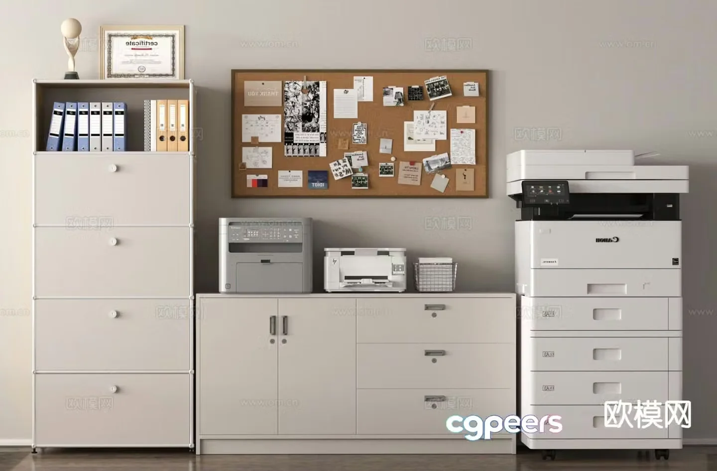 Office supplies printer file cabinet file cabinet information cabinet 3d model