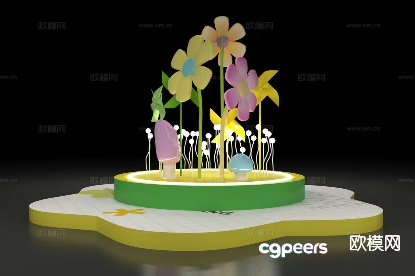 Modern floral display shopping mall display 3D model