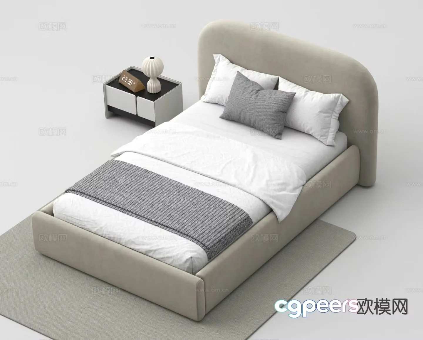 Modern single bed 3d model
