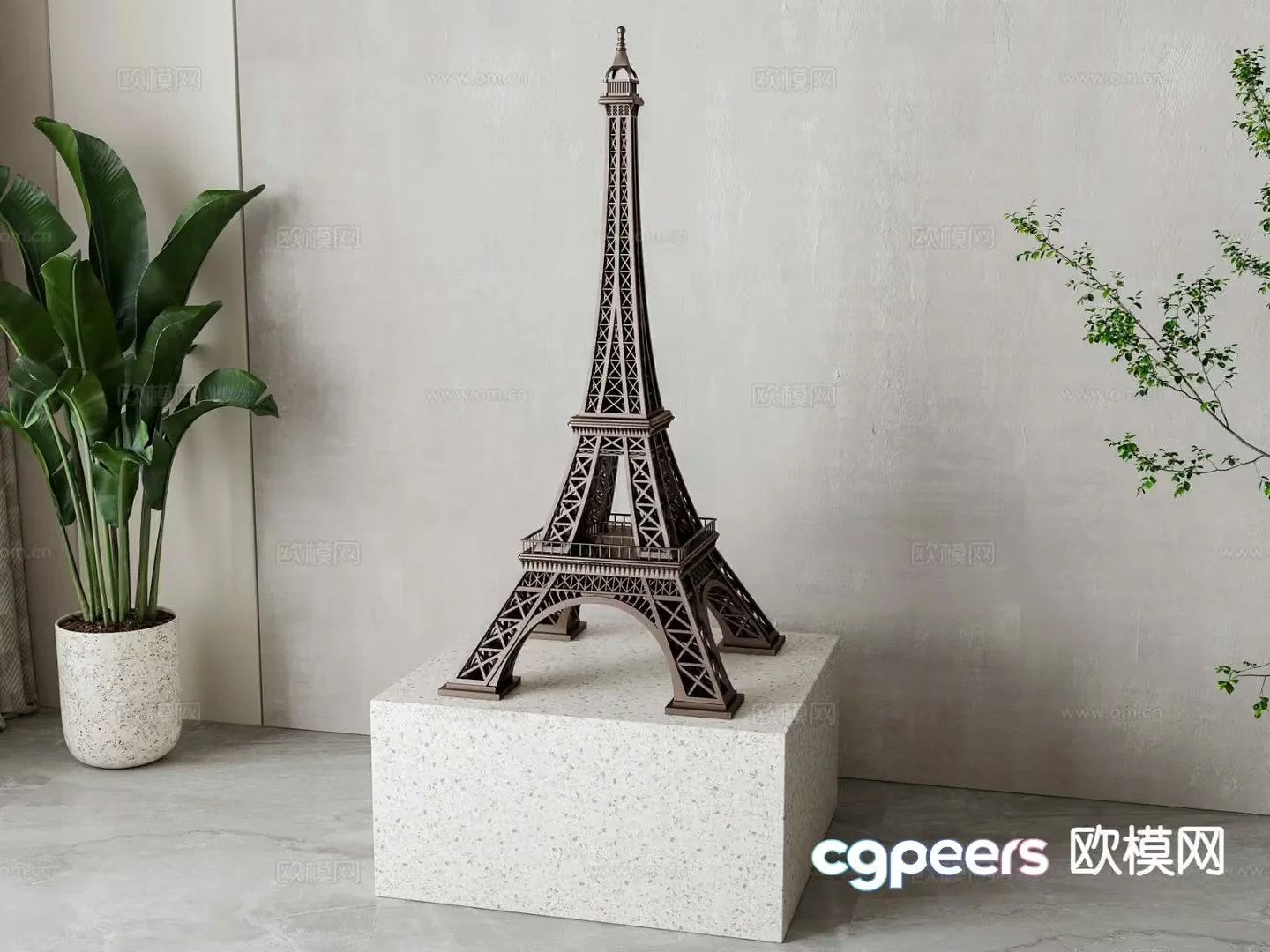 A Miniature Eiffel Tower Model 3D Model – 18375 – VRAY Render