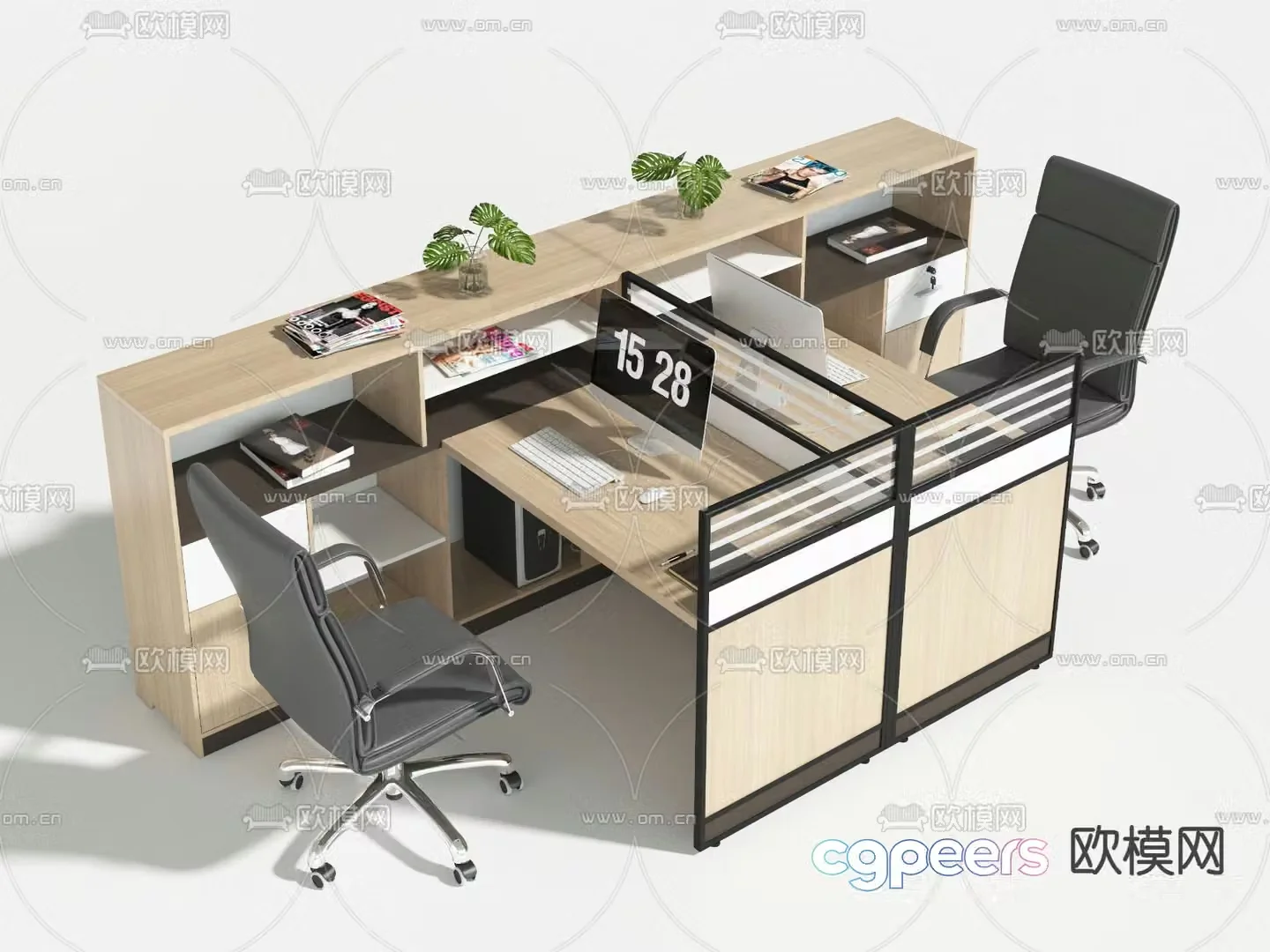 Office desk and chair desk 3d model