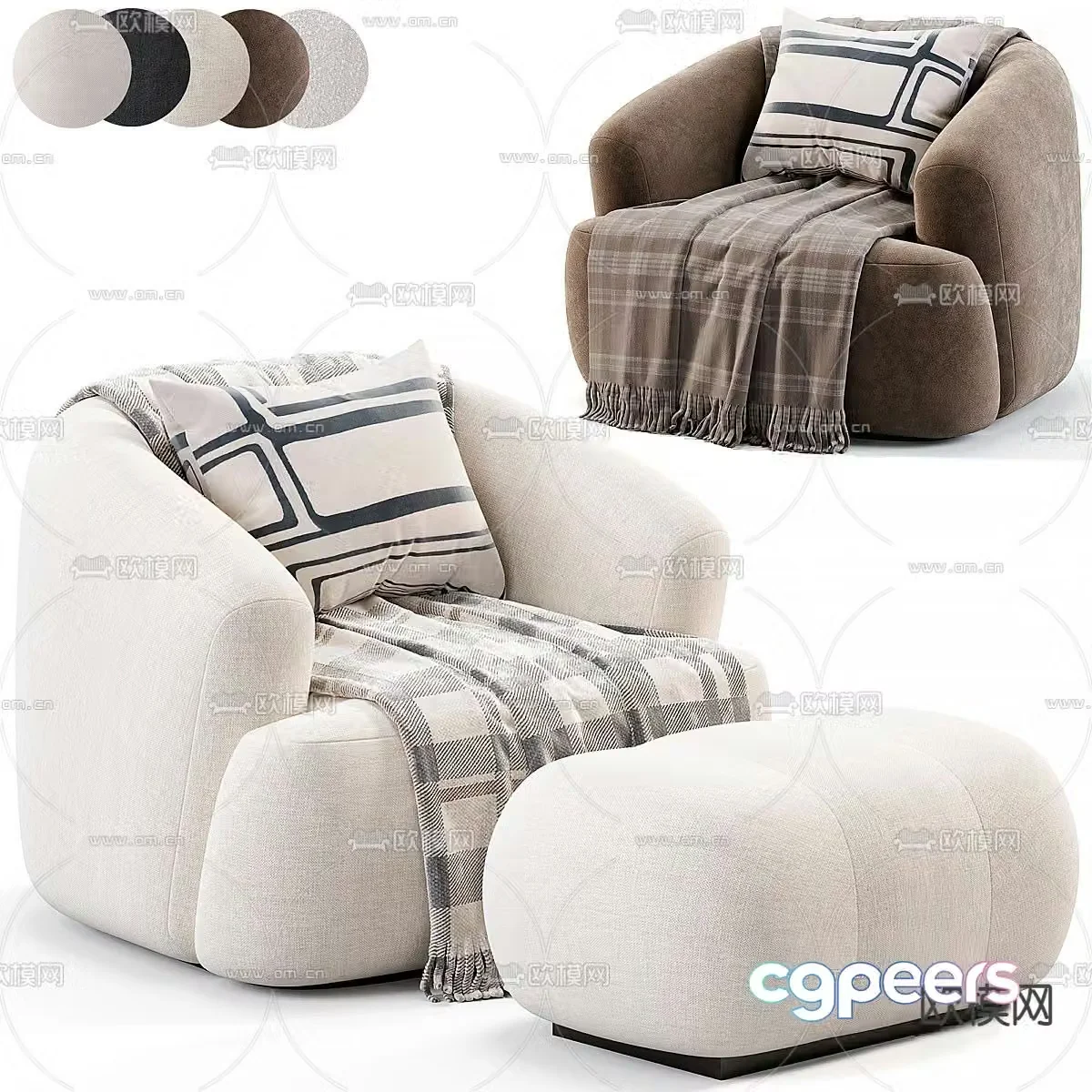 Boucle Sessel Sofia single sofa leisure sofa 3d model