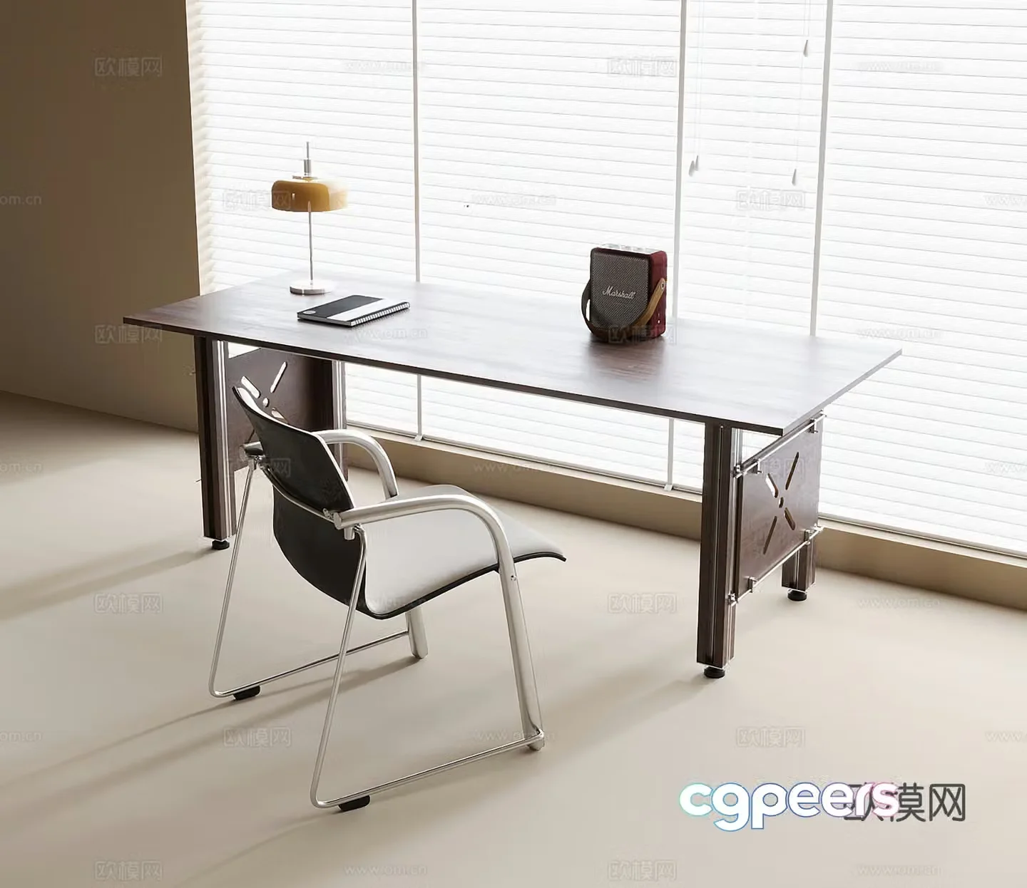 Medieval style desk and chair 3d model