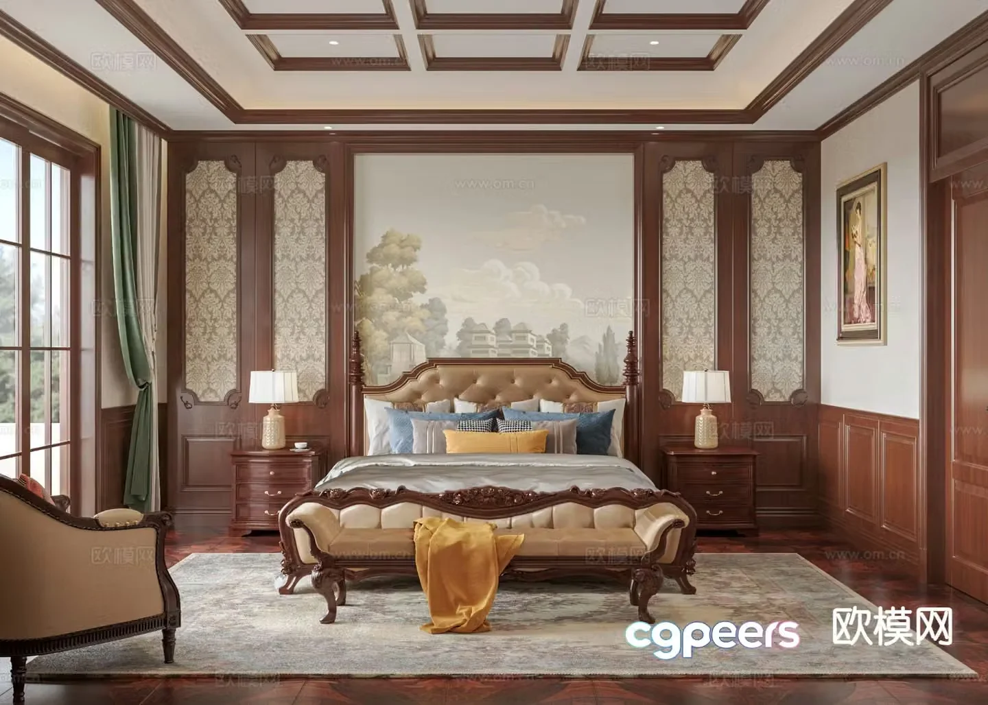 American master bedroom bedroom 3d model