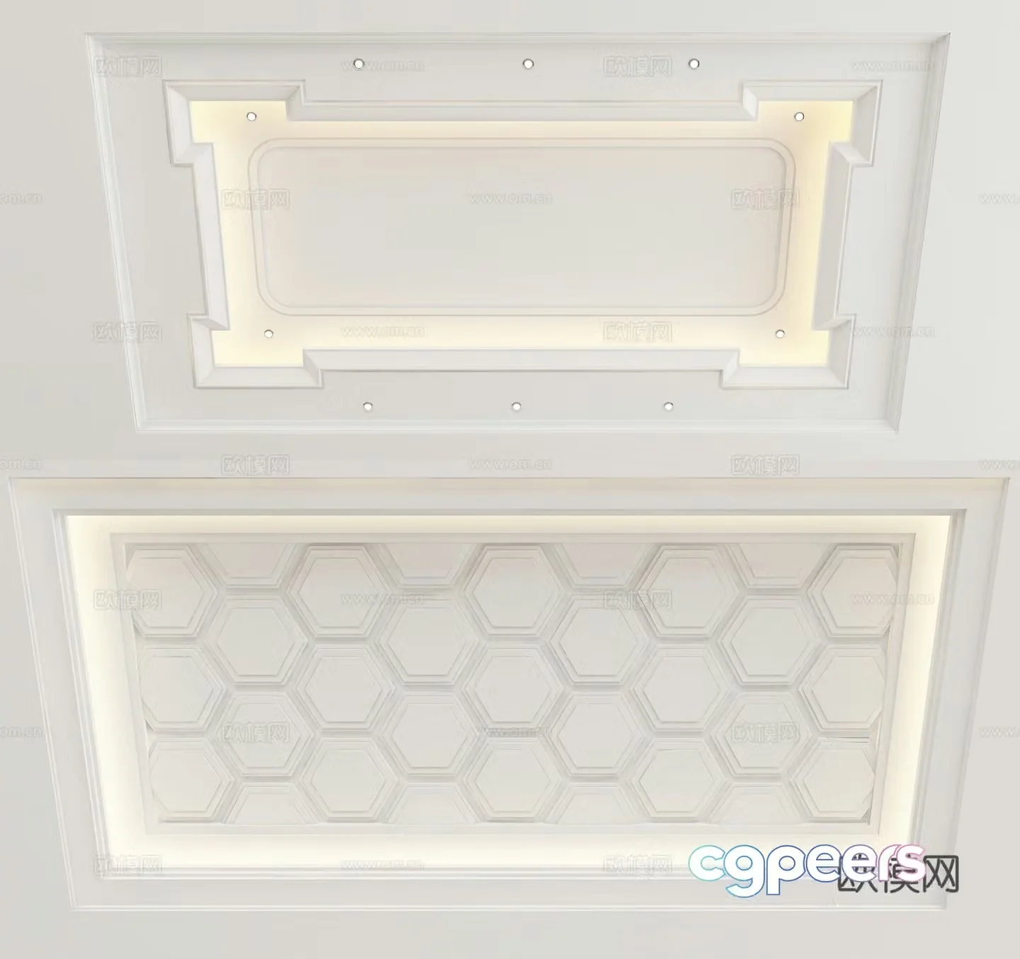 Modern ceiling geometric carved ceiling 3d model