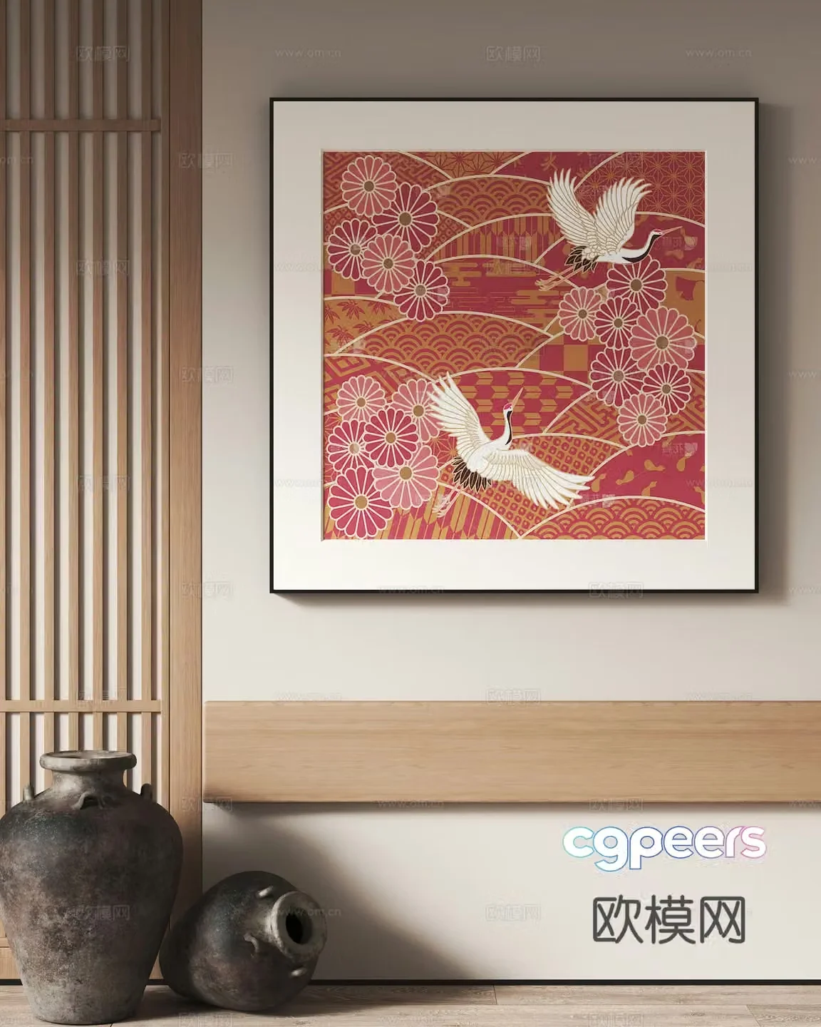 Middle-aged style decoration hanging paintings Ceramic ornaments 3D model