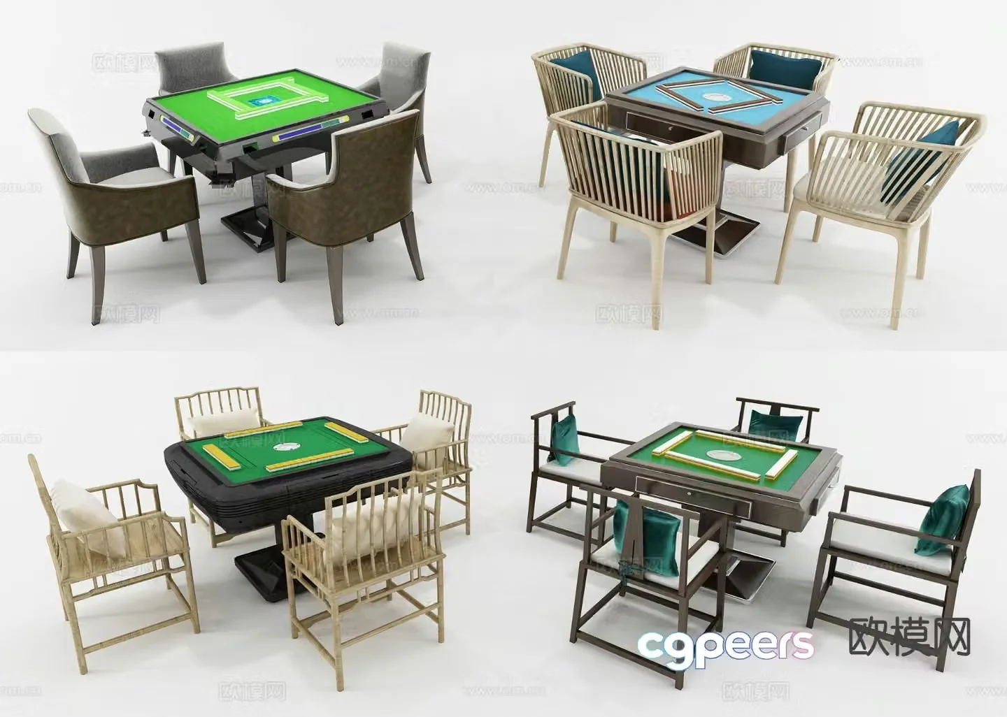 Chess and card table mahjong table 3d model