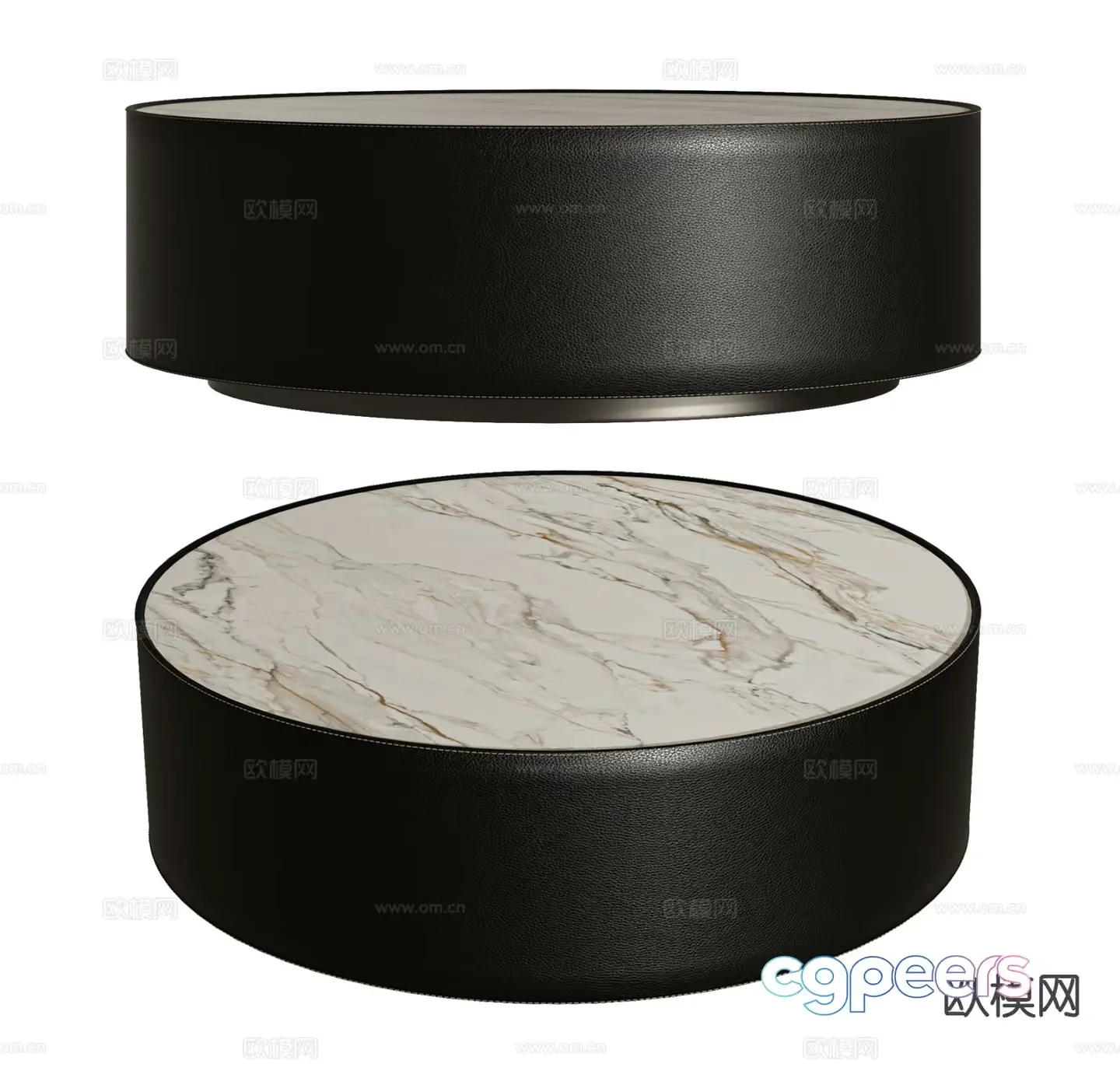 Black Leather And Marble Table 3D Model – 8338 – VRAY Render