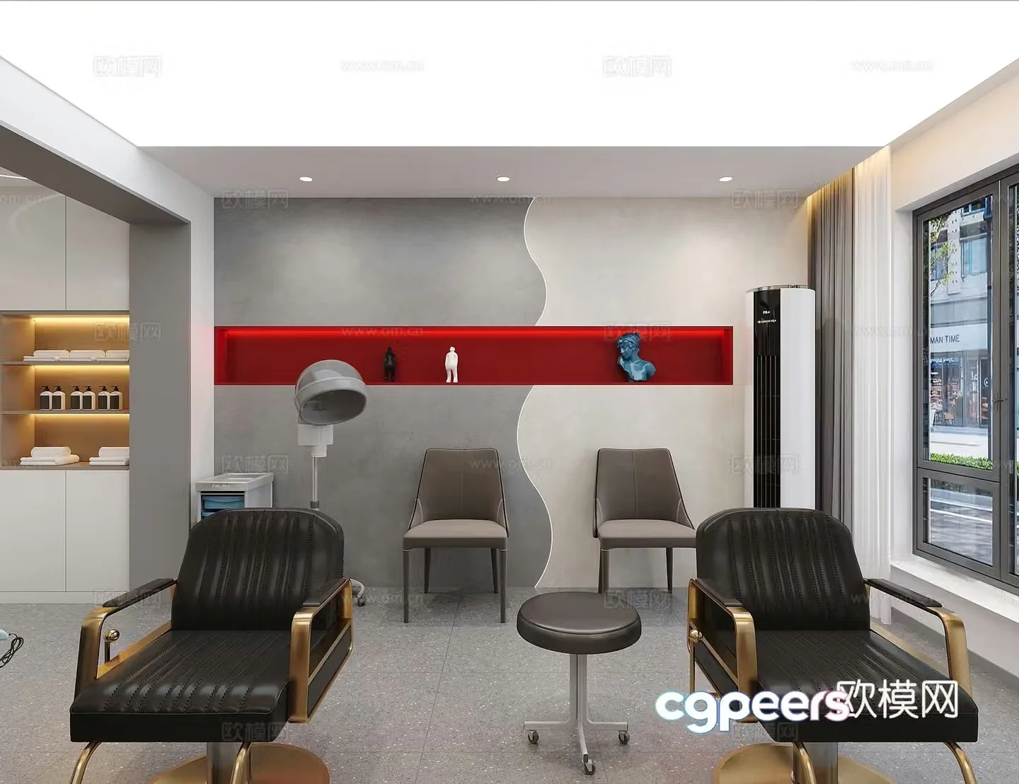 Modern hair salon 3d model