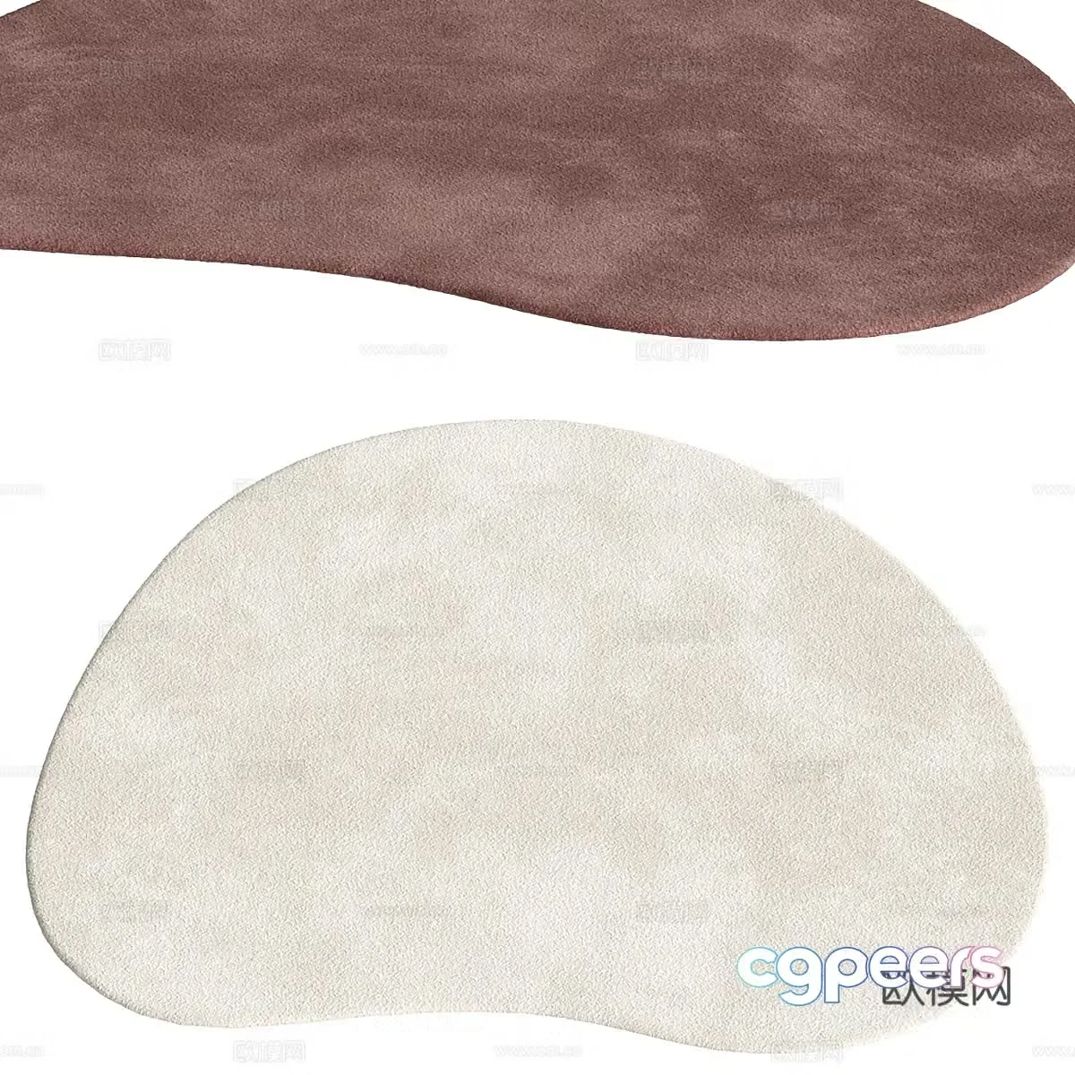 Modern cream style fabric carpet 3d model