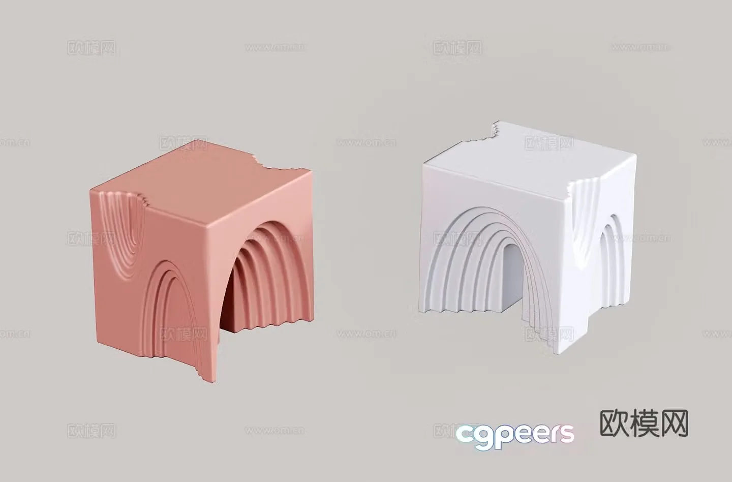 Modern stool shoe changing stool square stool 3d model
