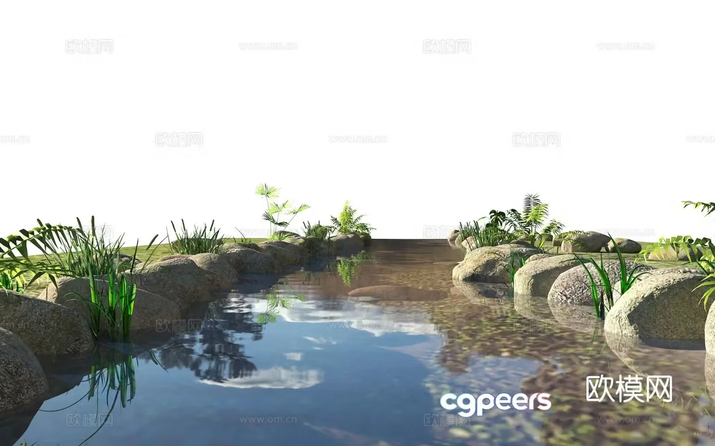 Creek Beach River Waterscape Wild River Waterscape 3D Model