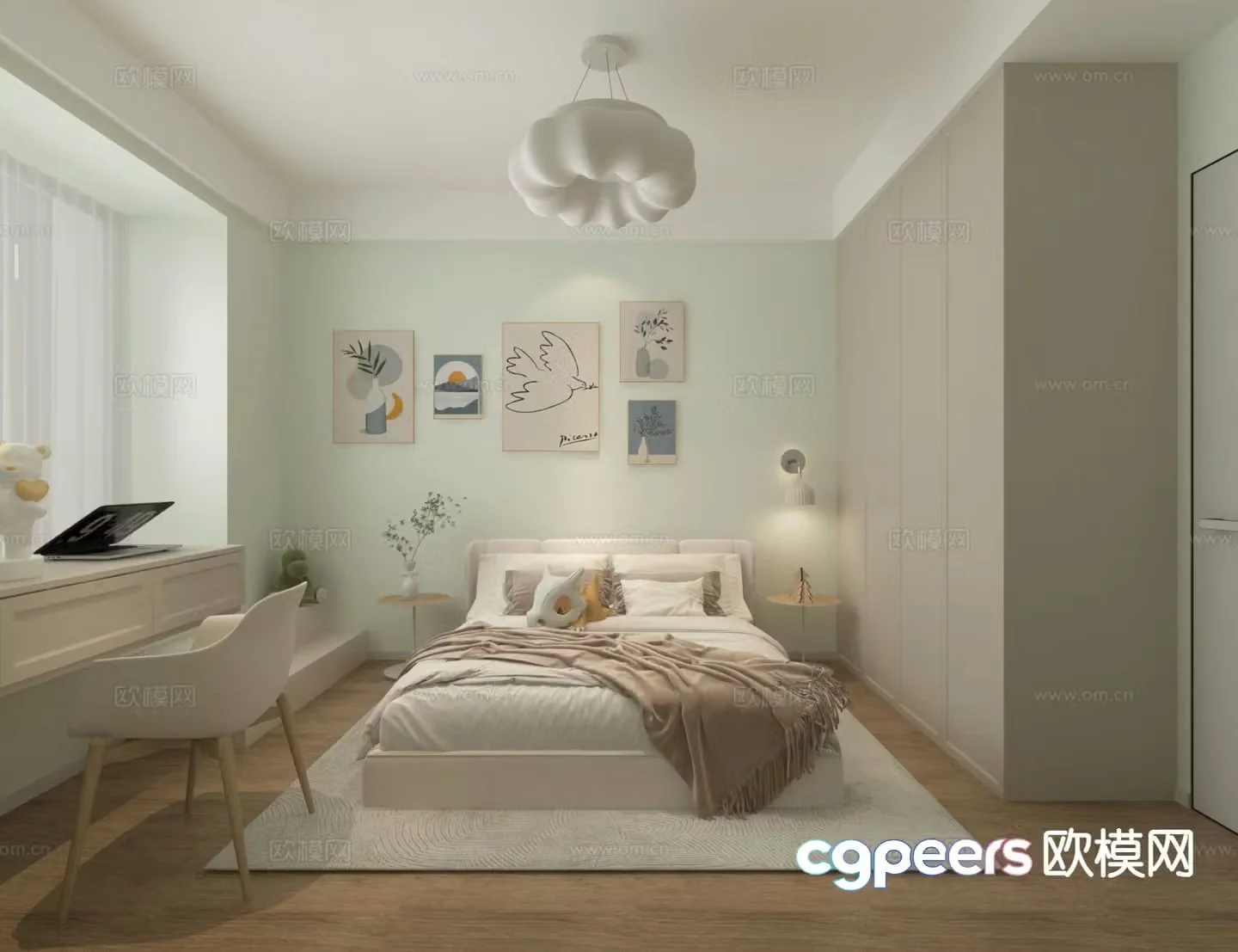 Modern bedroom second bedroom 3d model