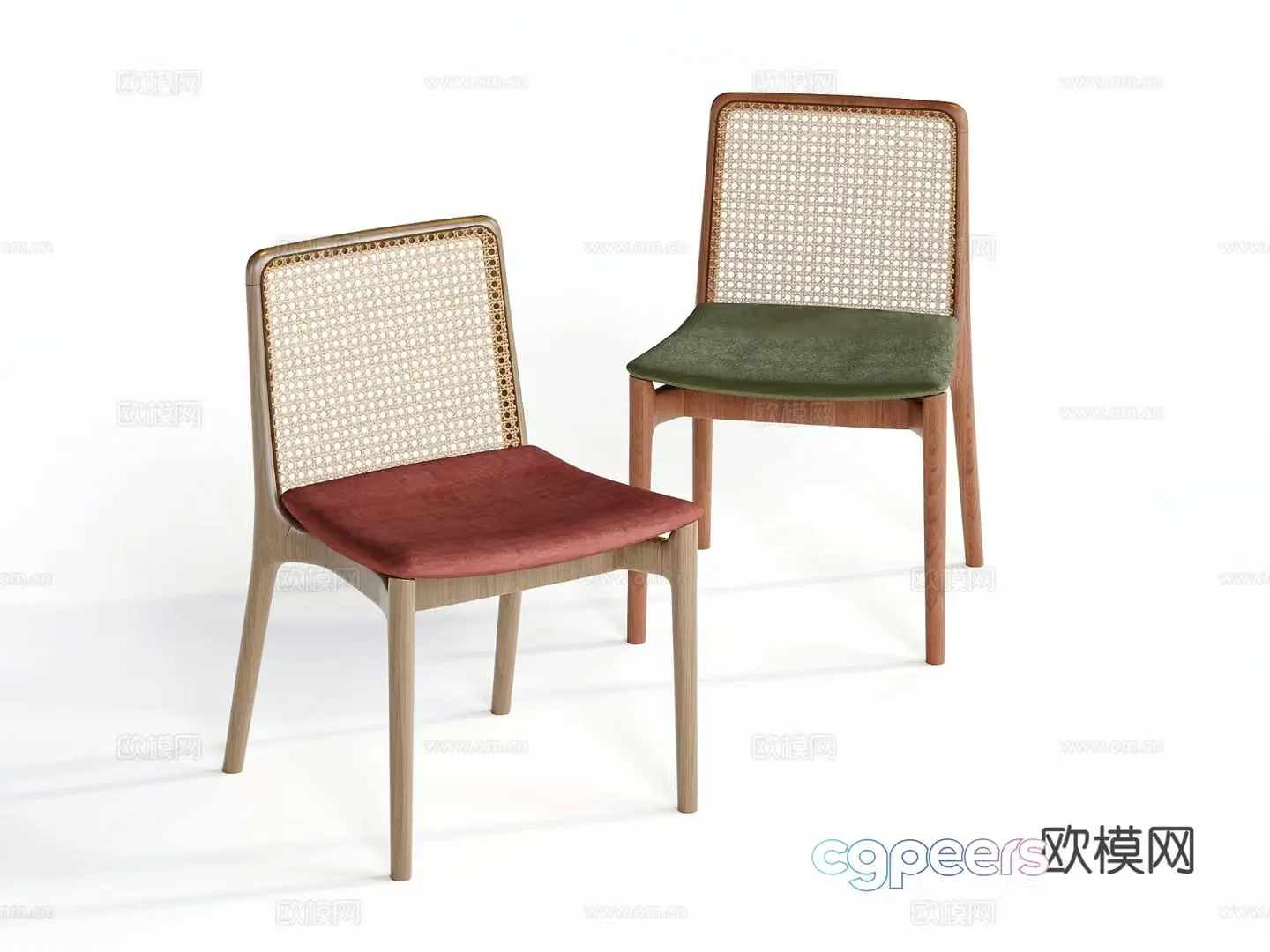 Wabi-sabi dining chair chair rattan chair 3d model