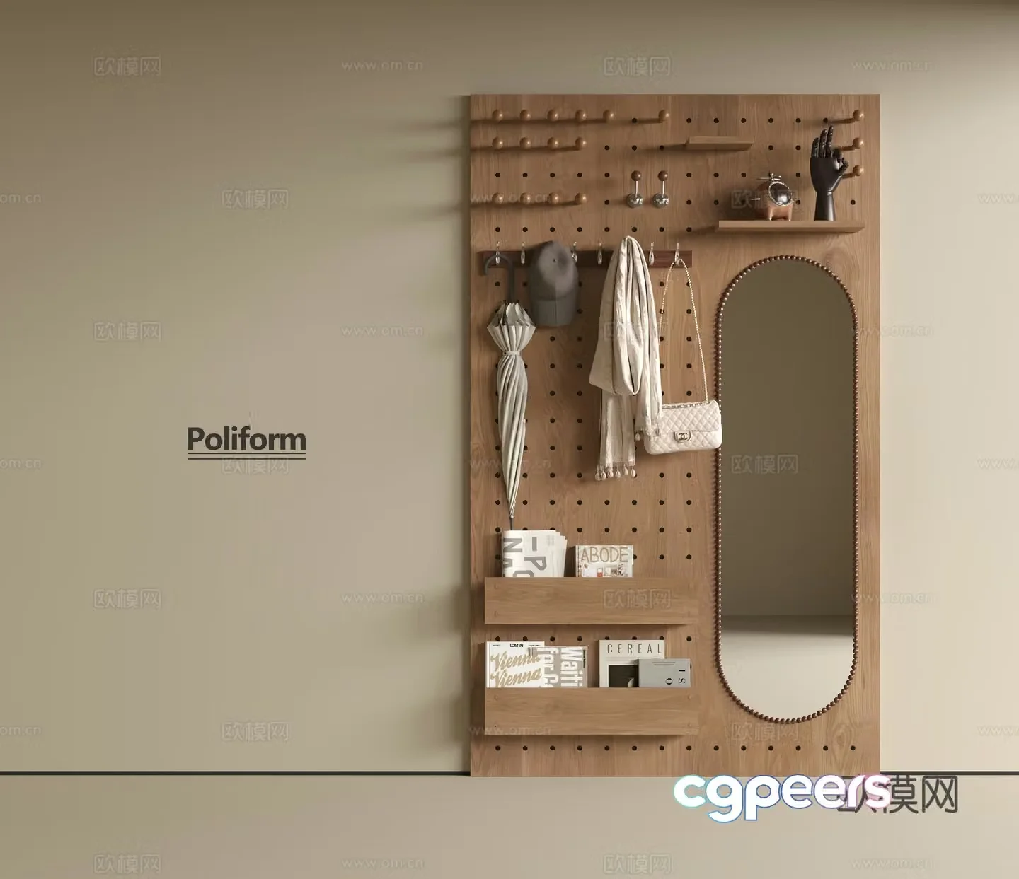 Modern hole plate shelf 3D model