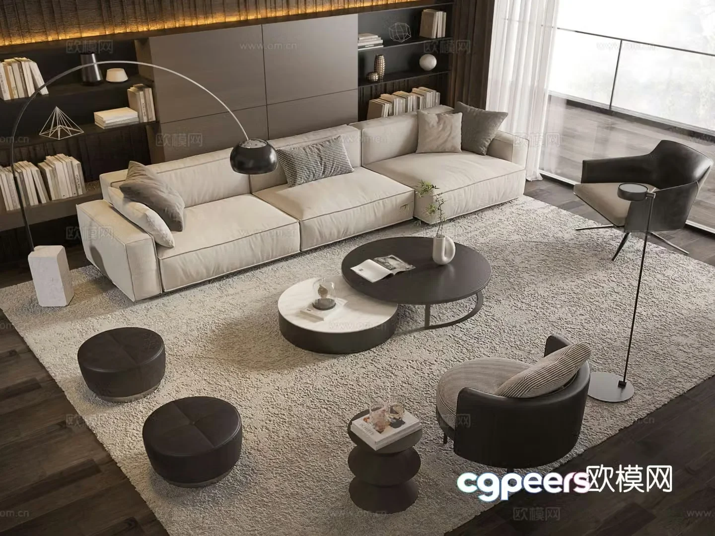 Modern sofa coffee table modular sofa 3d model