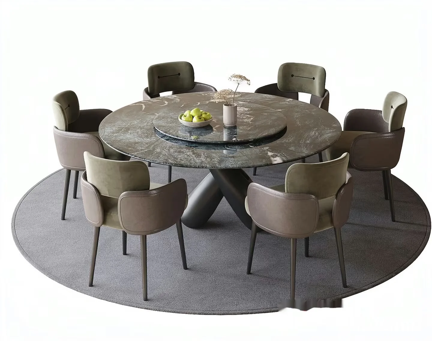 A Round Dining Table With A Marble Top 3D Model – 20175 – VRAY Render