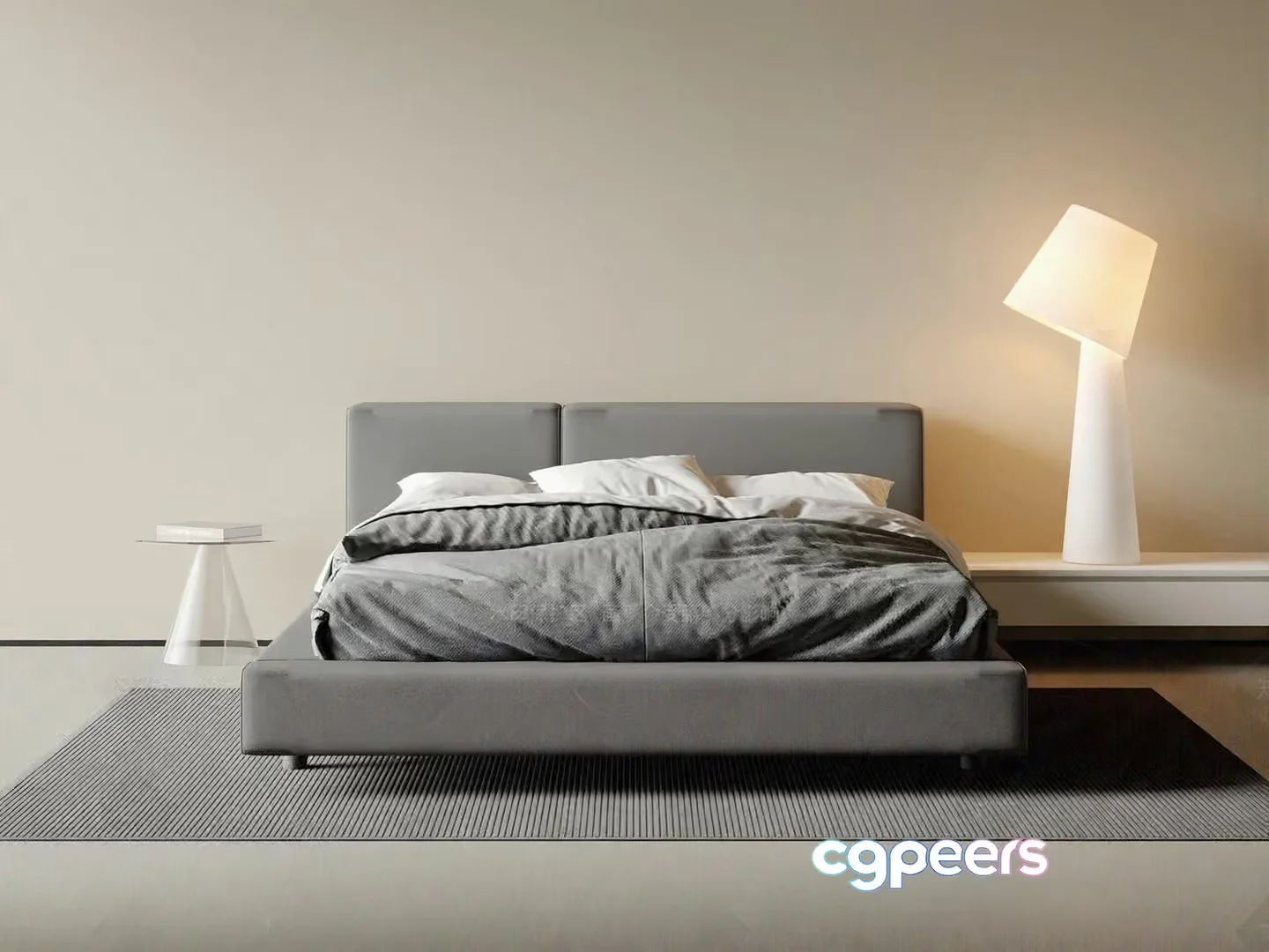 Modern Grey Bed 3D Model – 20659 – VRAY Render