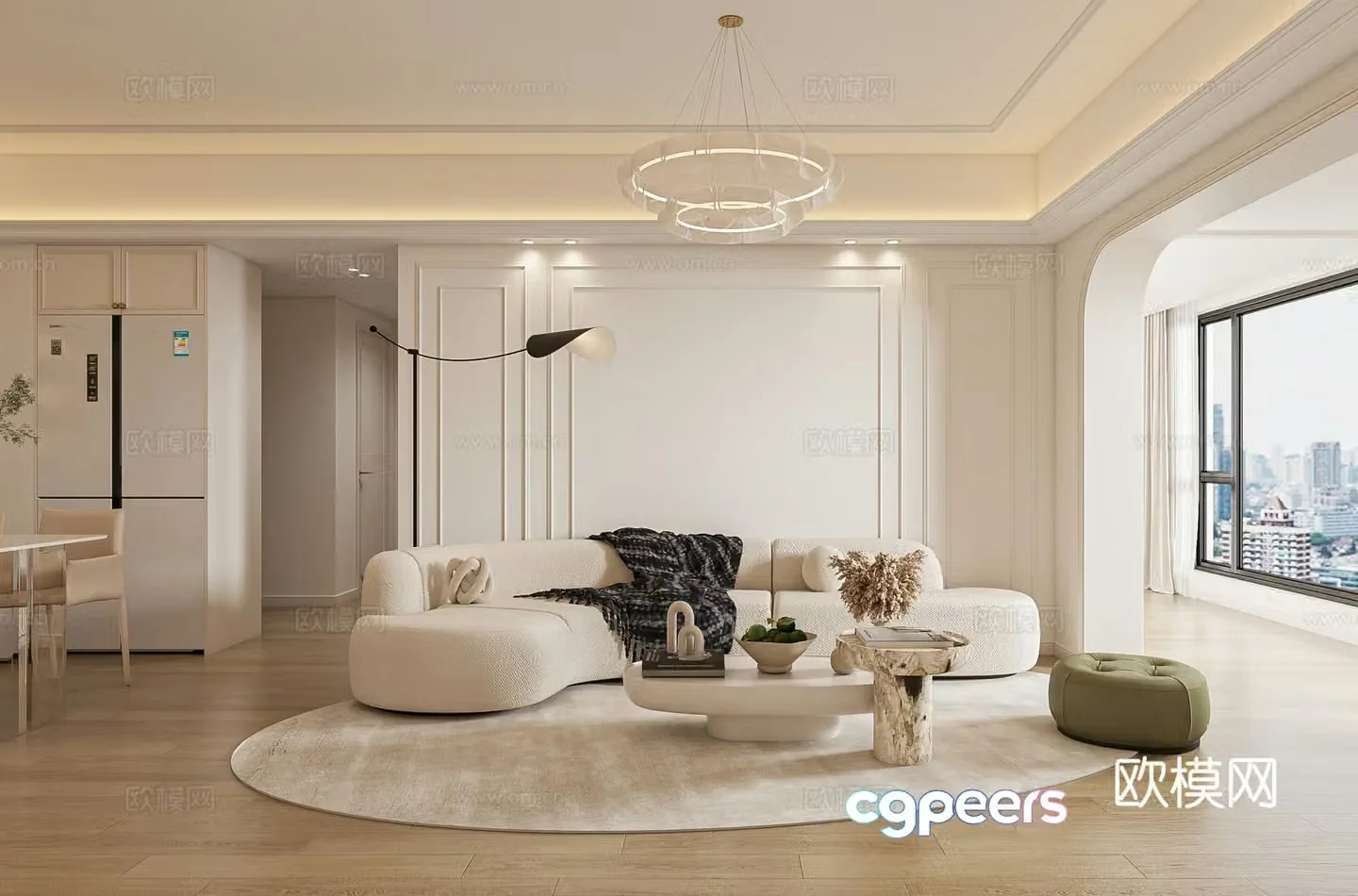 French light luxury living and restaurant 3D model