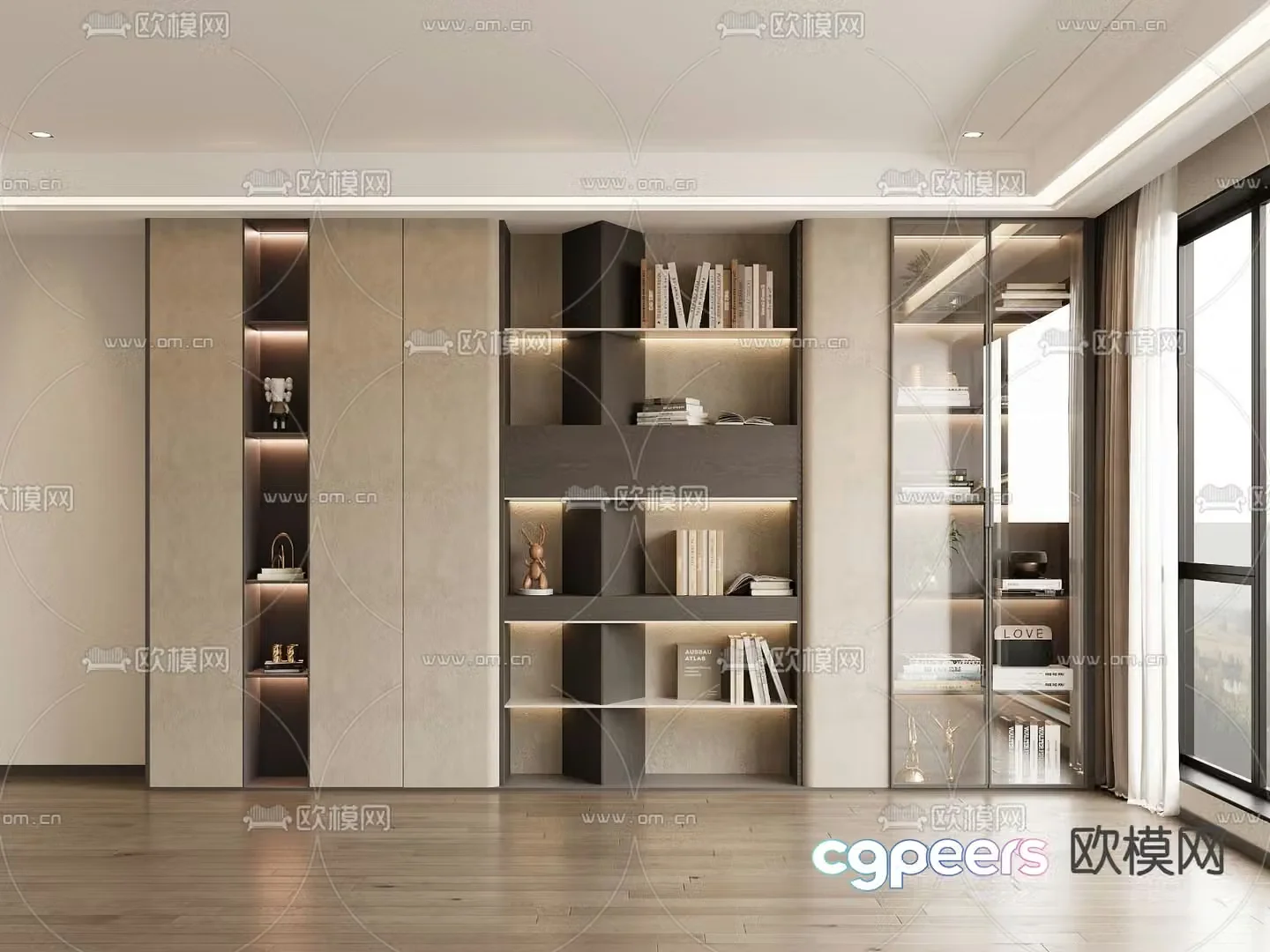 Modern bookcase display cabinet glass cabinet 3d model