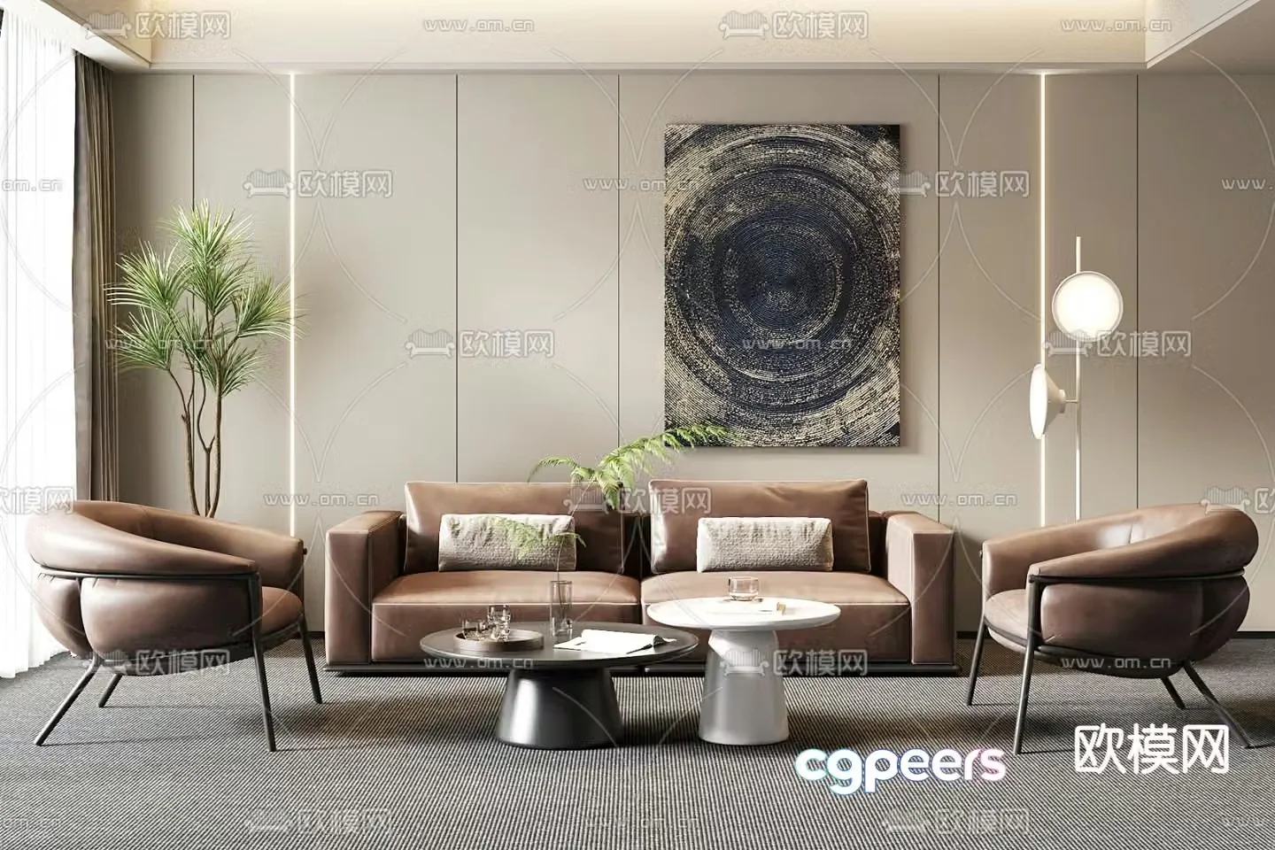 Sectional sofa office sofa 3d model