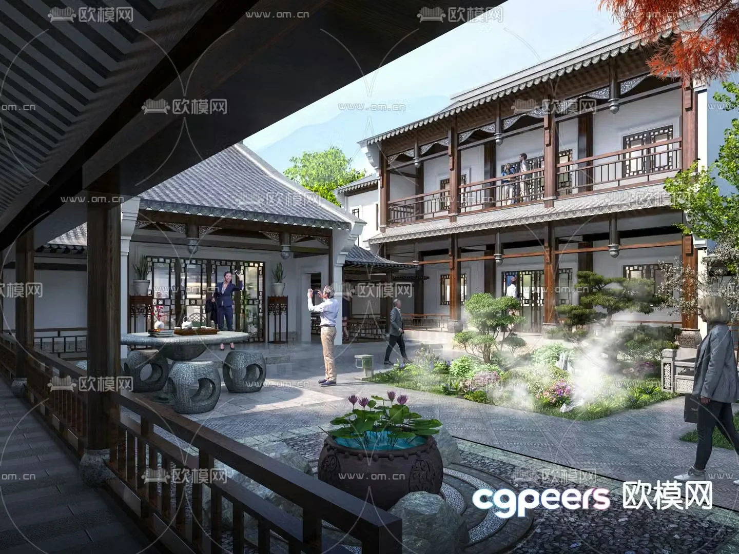Villa interior garden landscape 3D model