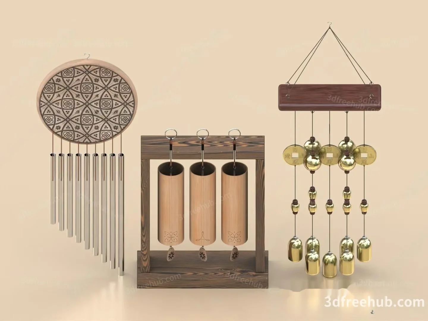 A Collection Of Wind Chimes 3D Model – 20892 – VRAY Render
