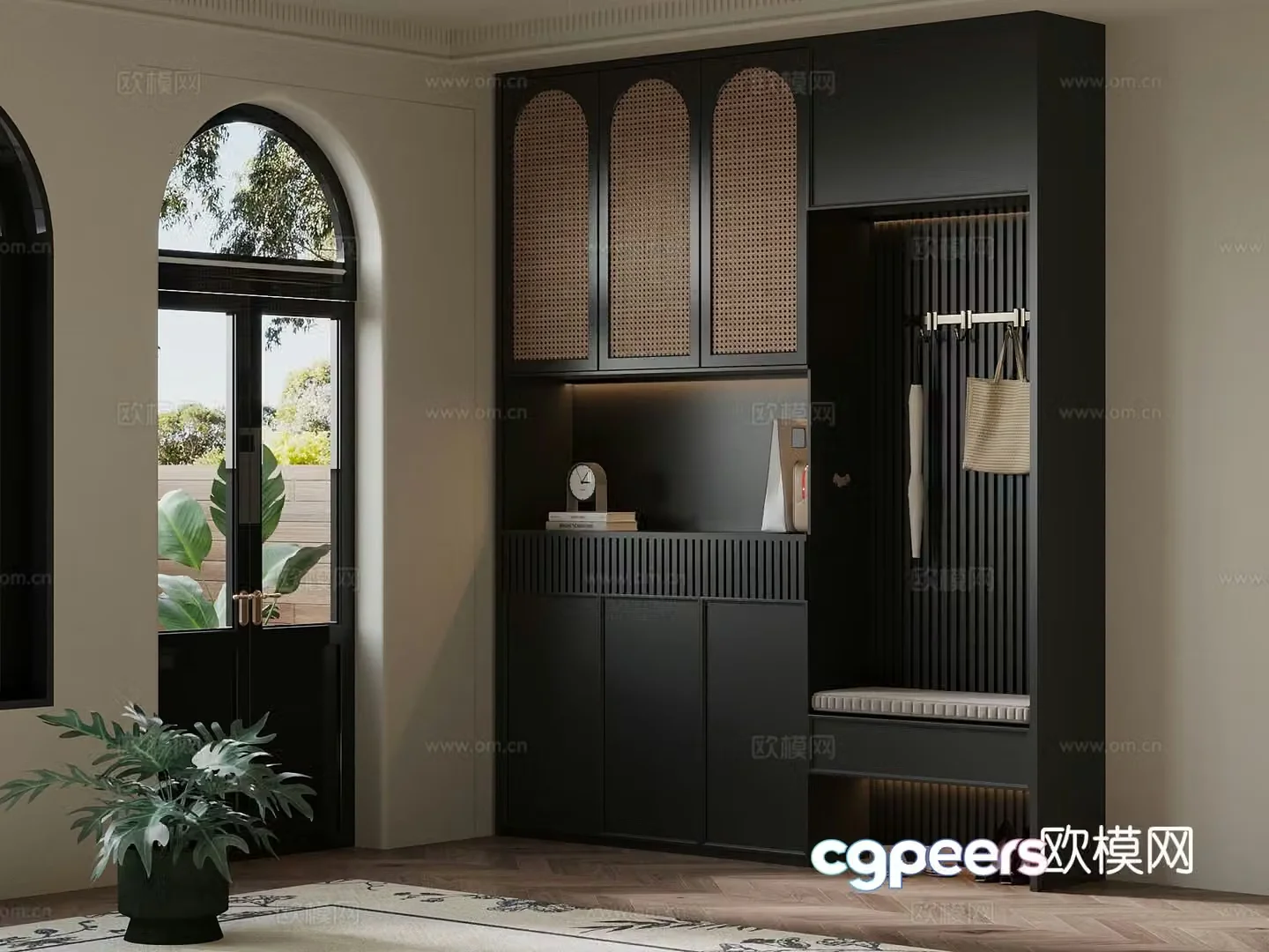 French retro shoe cabinet 3D model of home shoe cabinet