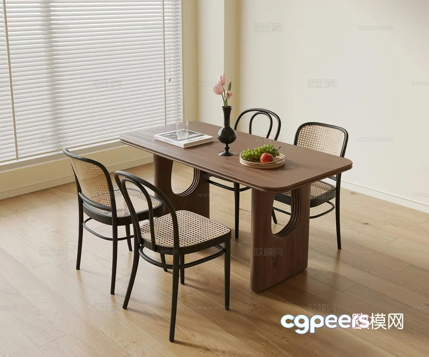 Dining table medieval style dining table and chair combination 3D model
