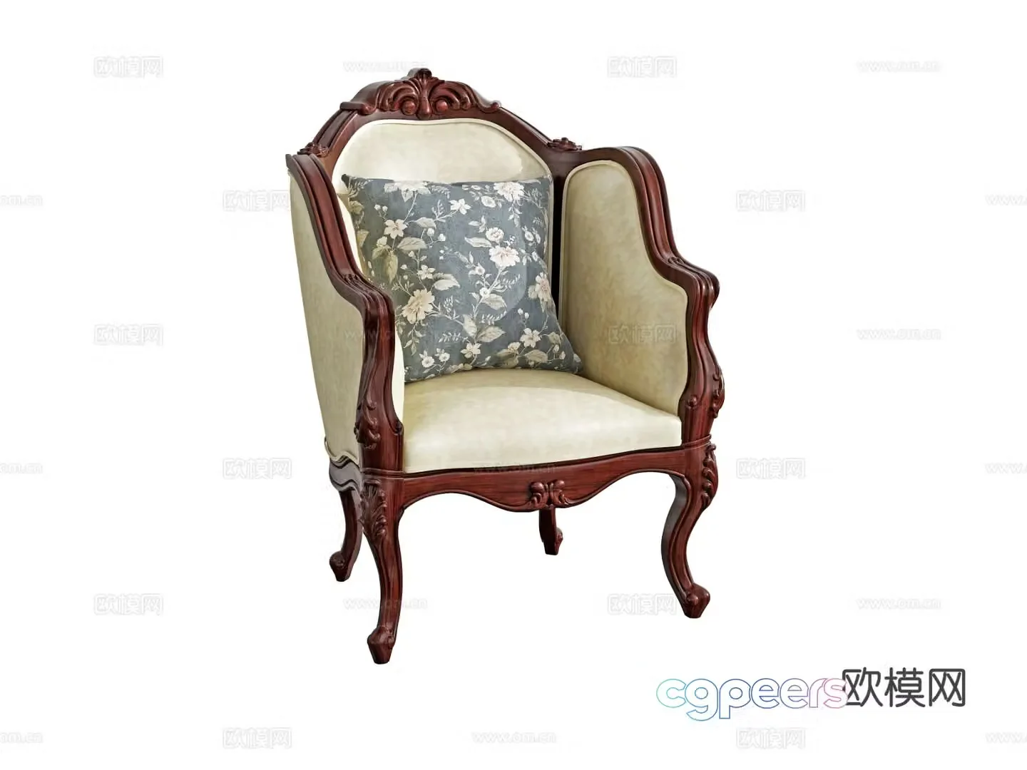 Simple European chair leisure chair 3d model