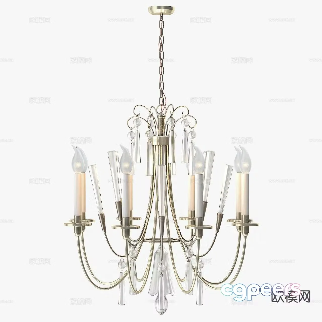 European style candlestick chandelier 3d model
