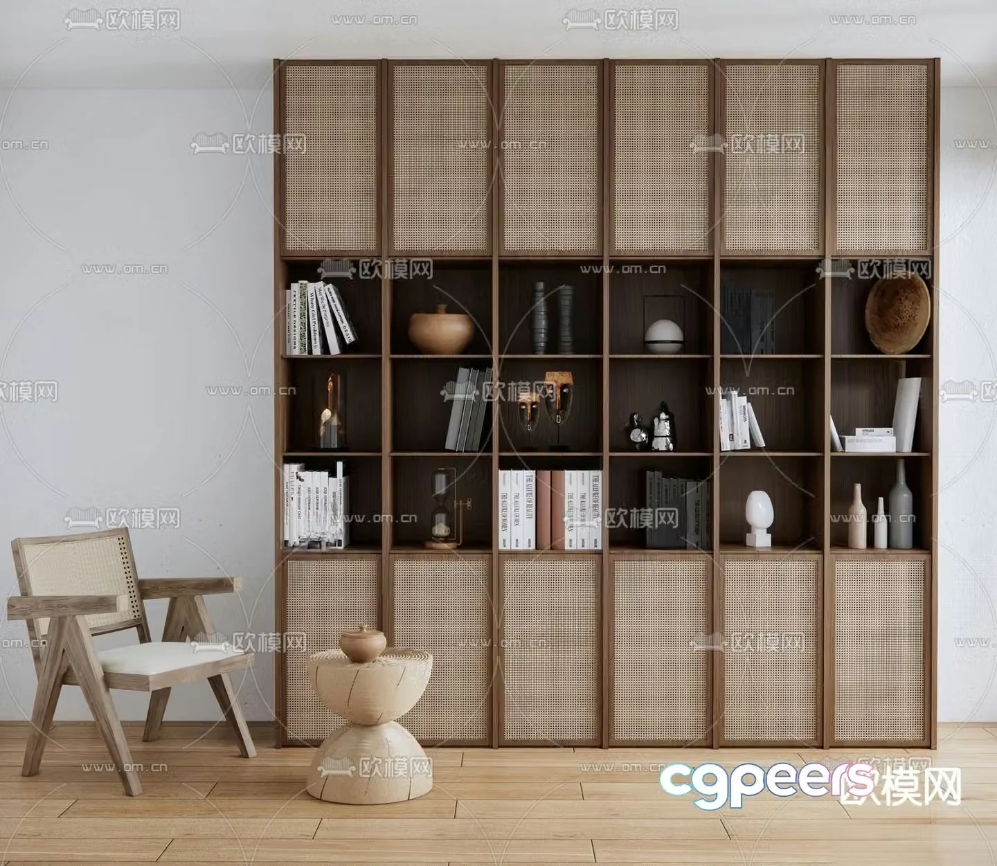 Wasabi Bookshelf Log Bookcase 3D Model