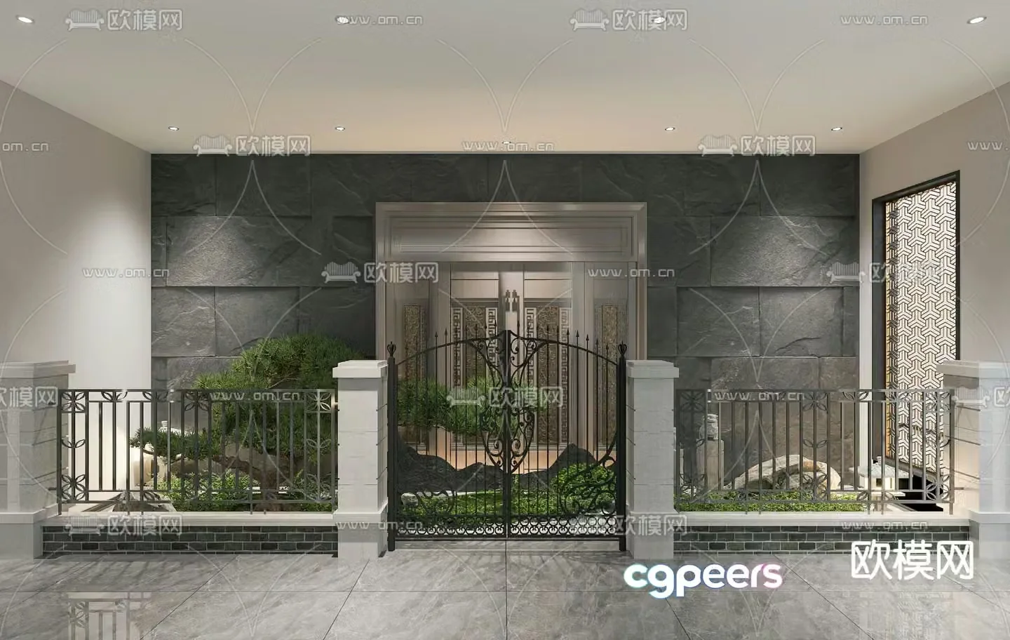 Modern courtyard landscape 3d model