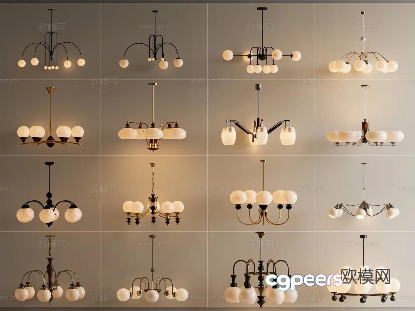 Medium vintage chandeliers French vintage chandeliers Multi-head chandeliers Lantern chandeliers Chandelier Combination 3D Model