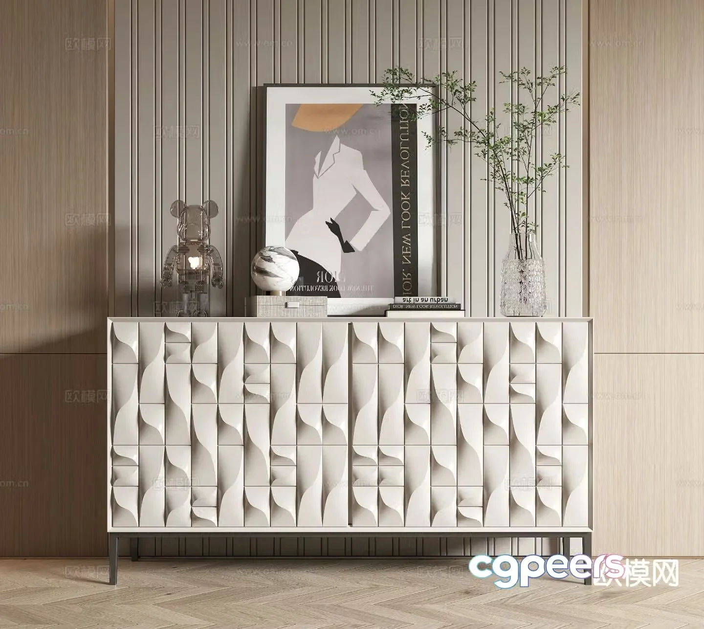 Modern side cabinet porch cabinet 3D model