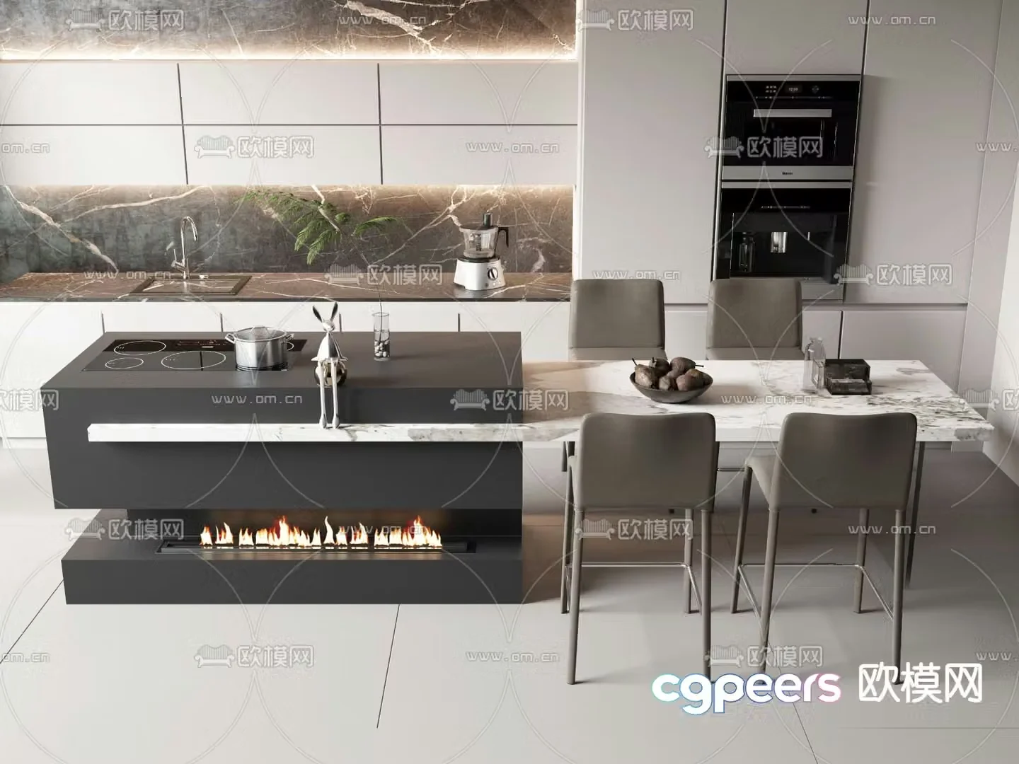 Modern bar island water bar 3D model